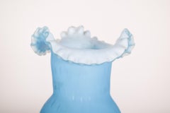 Glass Jar with Wavy Mouth, Monochromatic Decoration in Blue