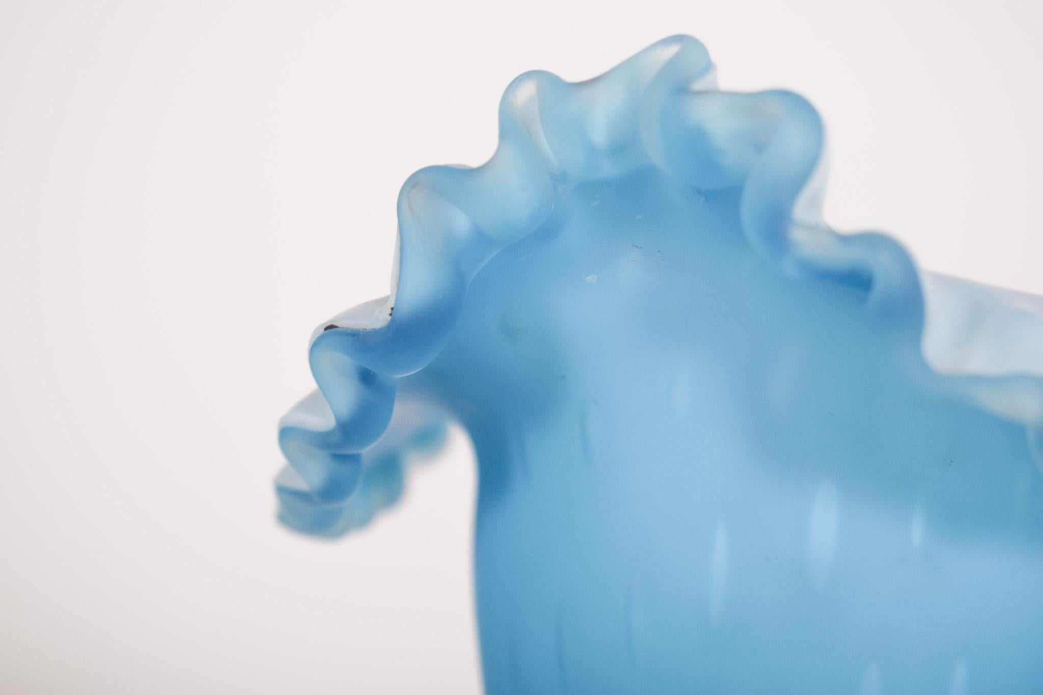 Tarro de cristal con boca ondulada, decoración monocromática en azul en Bueno estado para la venta en Lisboa, Lisboa