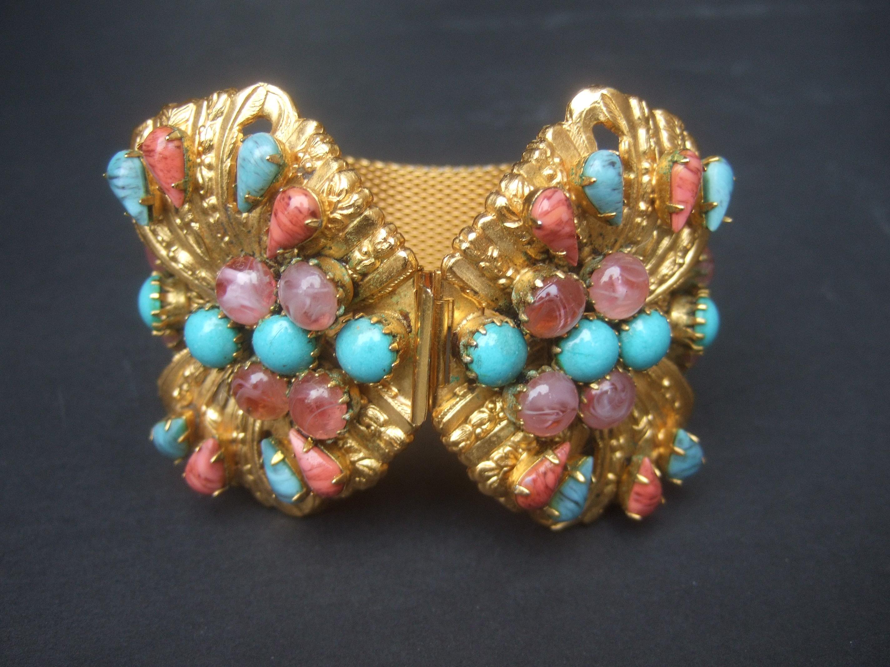 Glass Jeweled Massive Butterfly Bracelet Designed by Original by Robert c 1950s  3