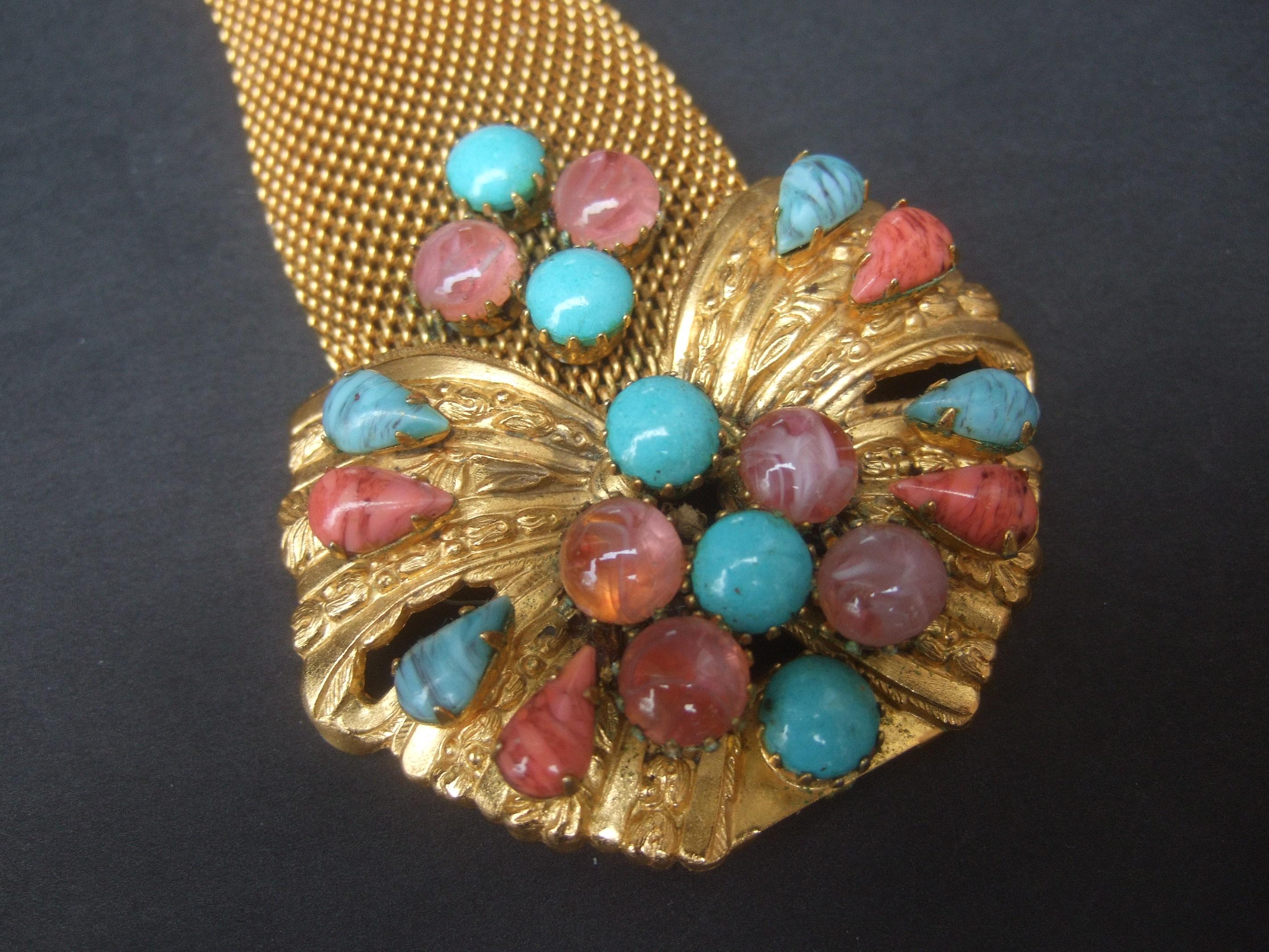 Art Nouveau Glass Jeweled Massive Butterfly Bracelet Designed by Original by Robert c 1950s 