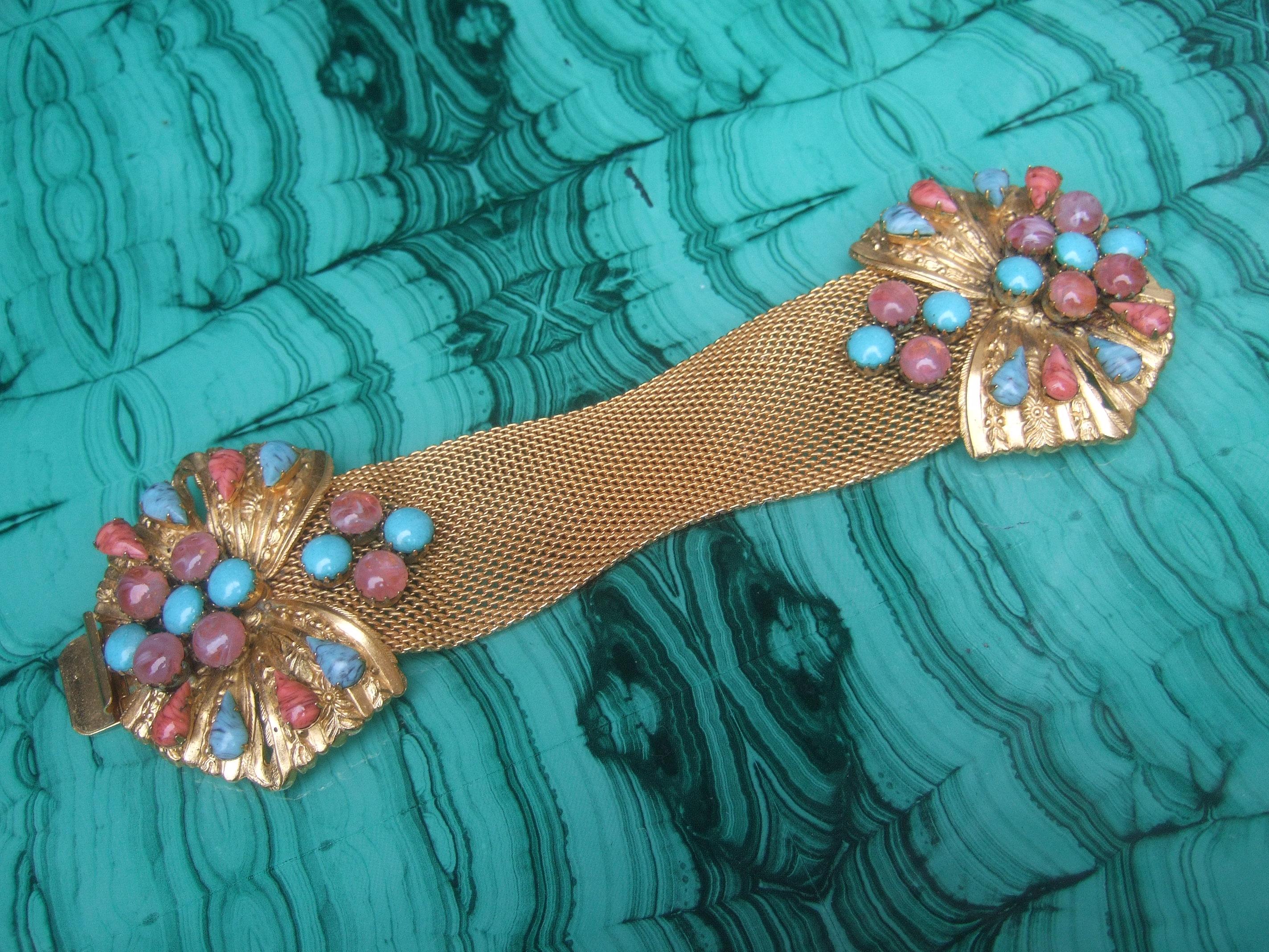 Glass Jeweled Massive Butterfly Bracelet Designed by Original by Robert c 1950s  2