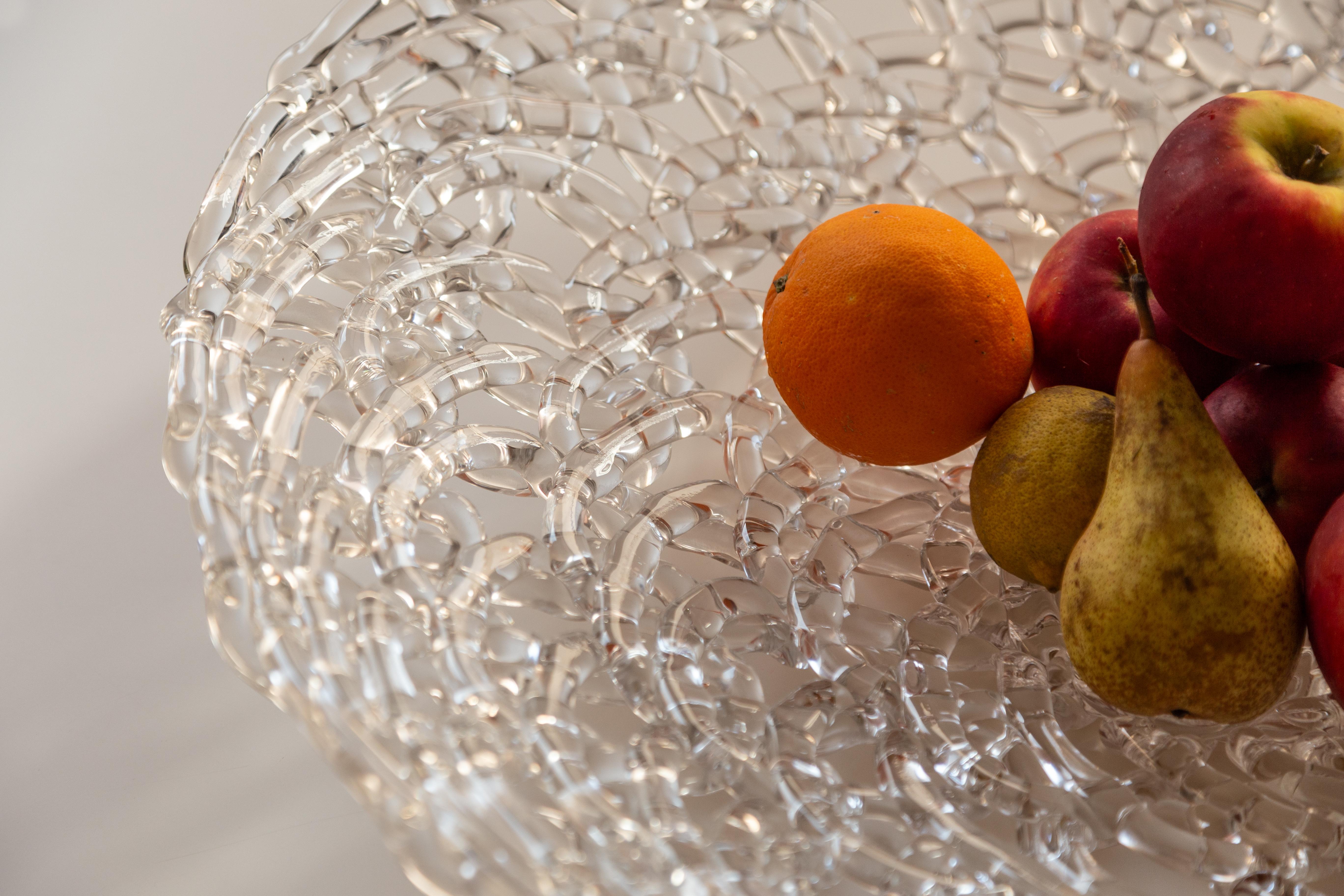 21st Century Glass Lace Fruit Bowl, Large In New Condition For Sale In Milano, IT