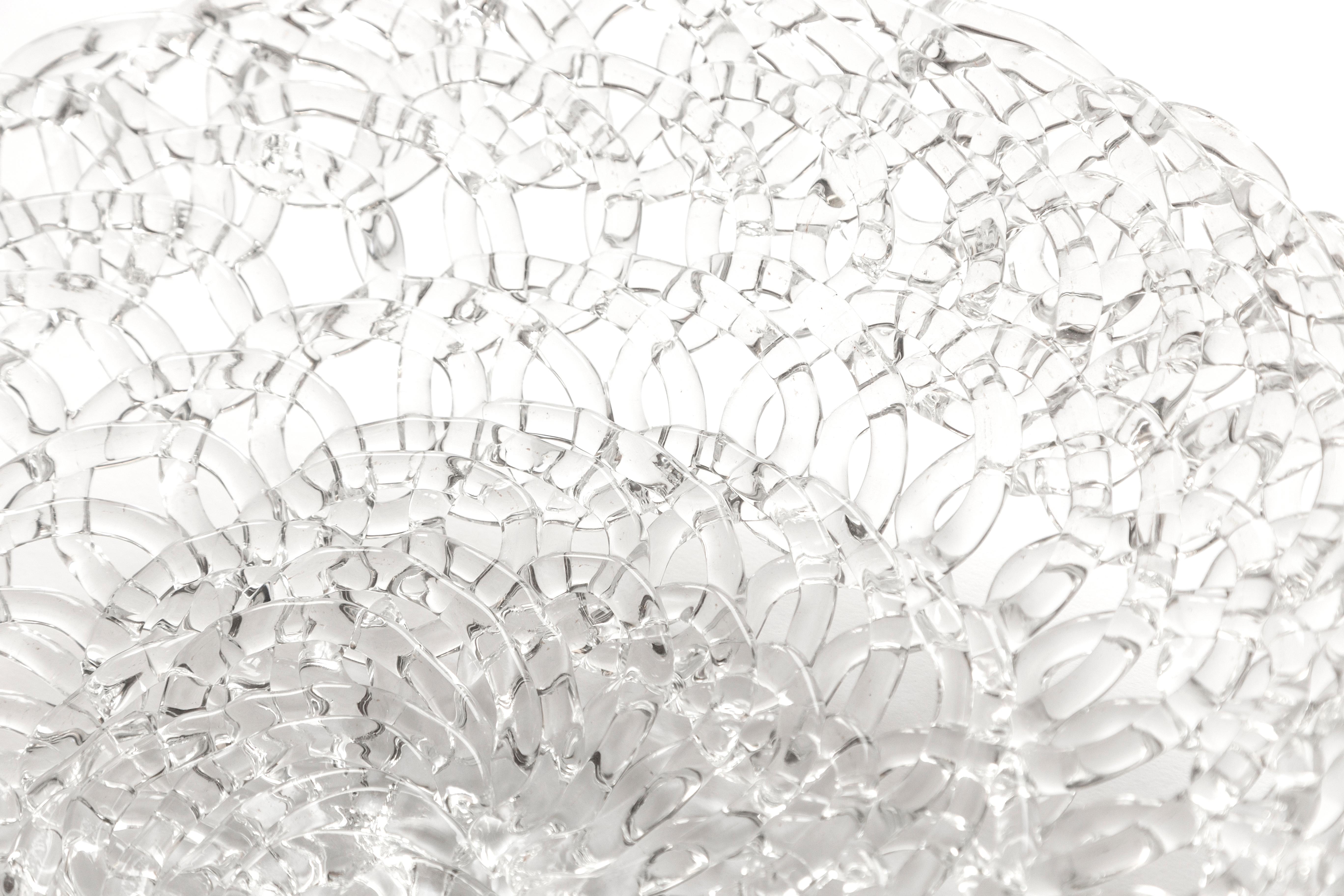 Contemporary 21st Century Glass Lace Fruit Bowl, Large For Sale