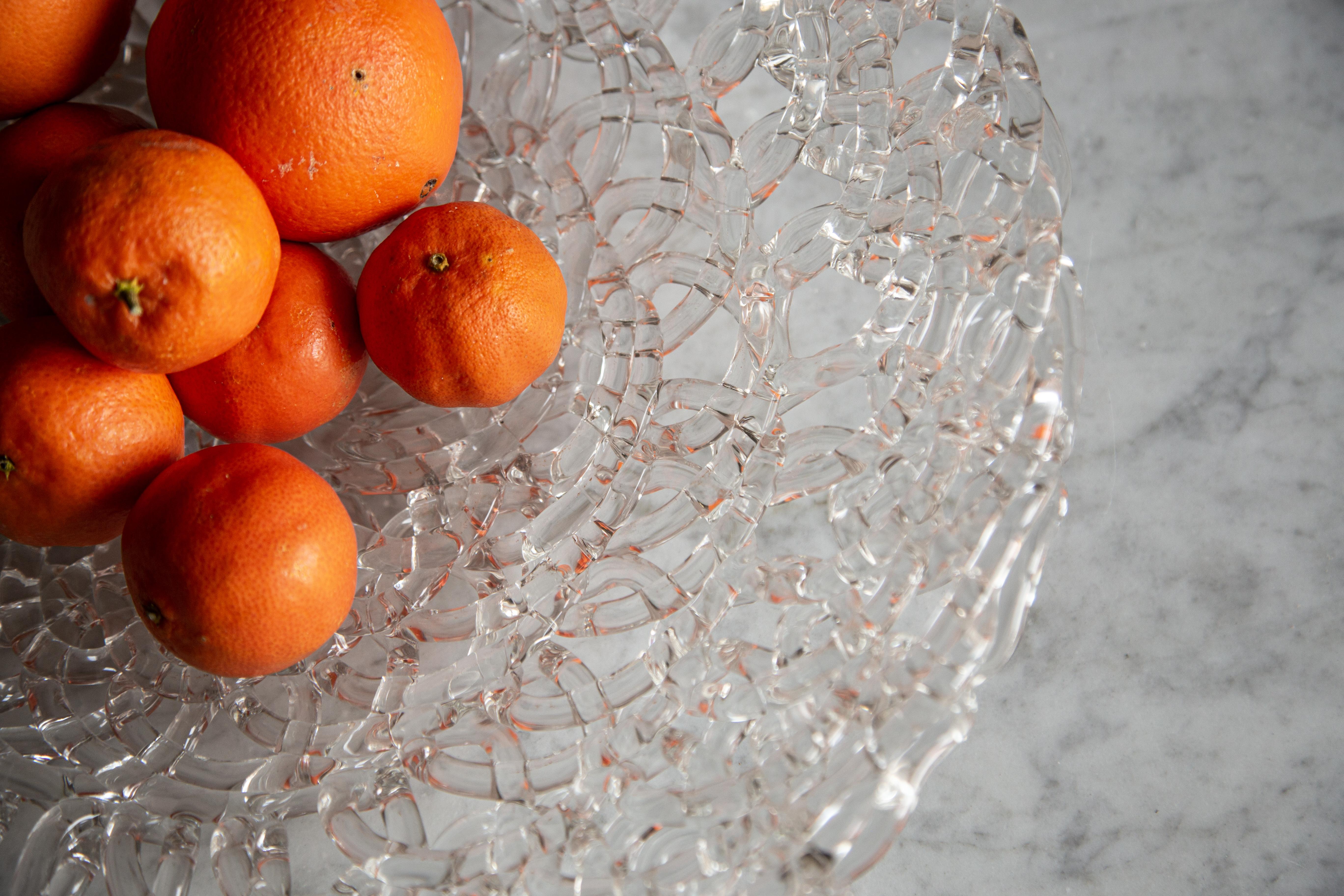21st Century Glass Lace Fruit Bowl, Medium In New Condition For Sale In Milano, IT