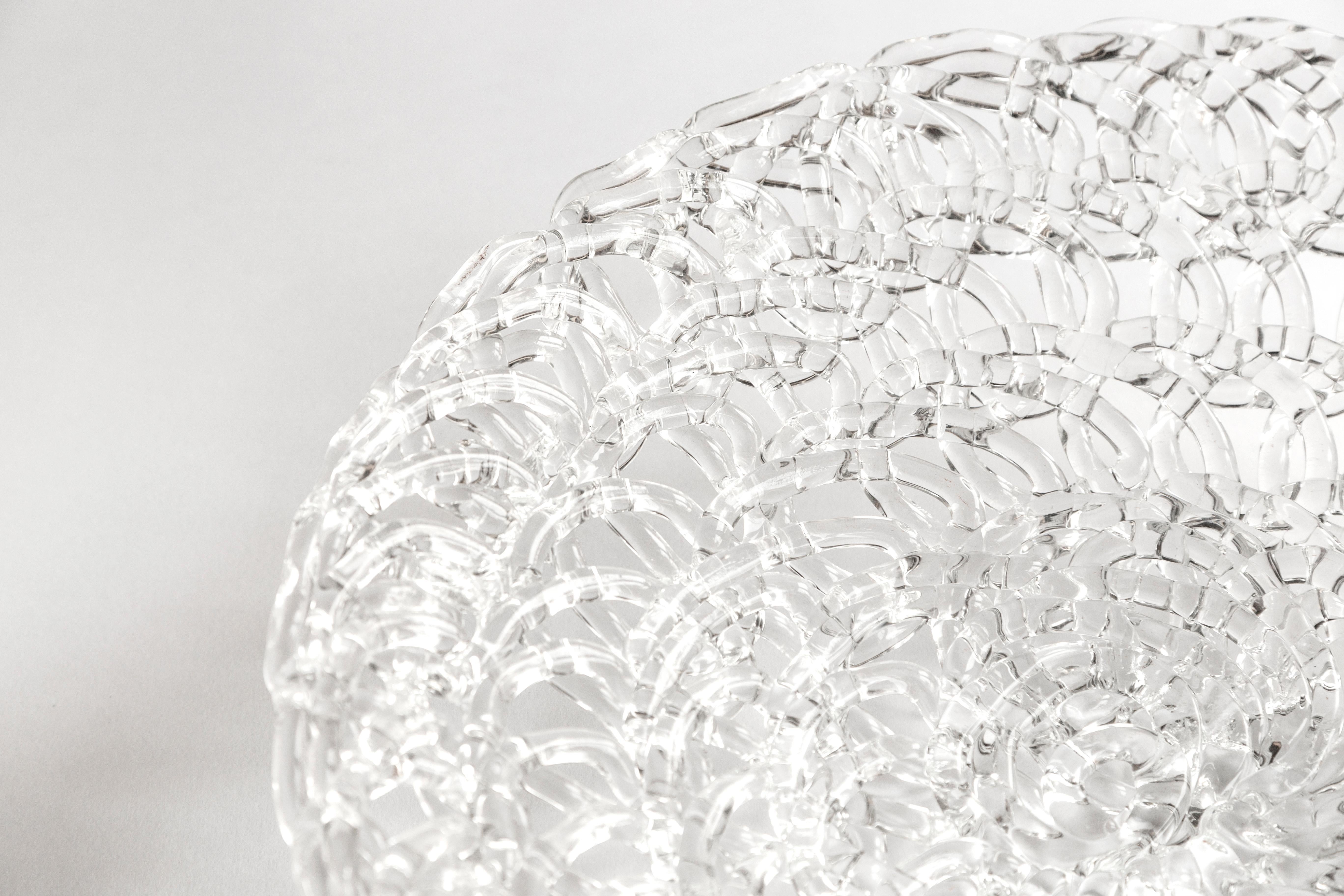 Contemporary 21st Century Glass Lace Fruit Bowl, Medium For Sale