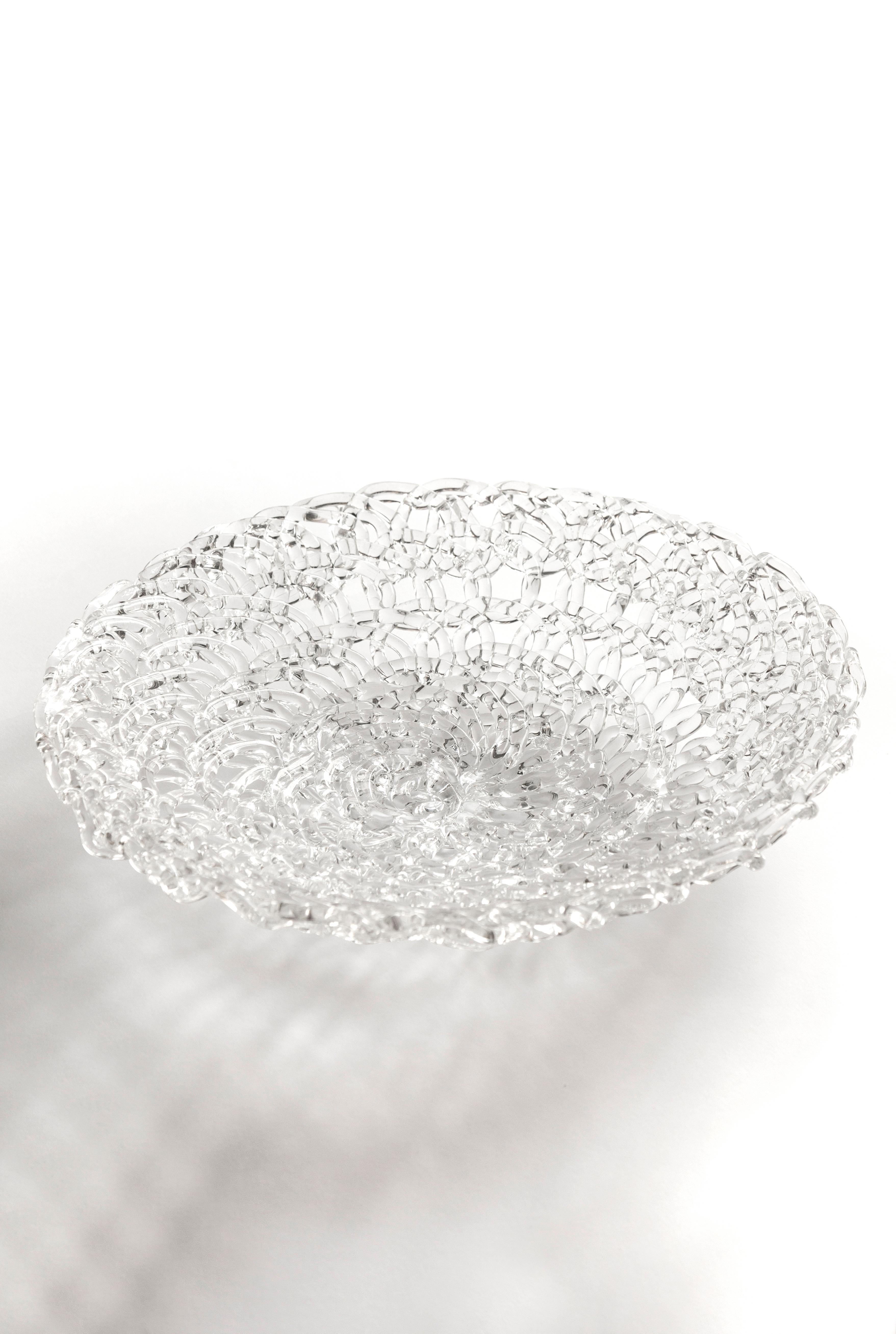 21st Century Glass Lace Fruit Bowl, Medium For Sale 2