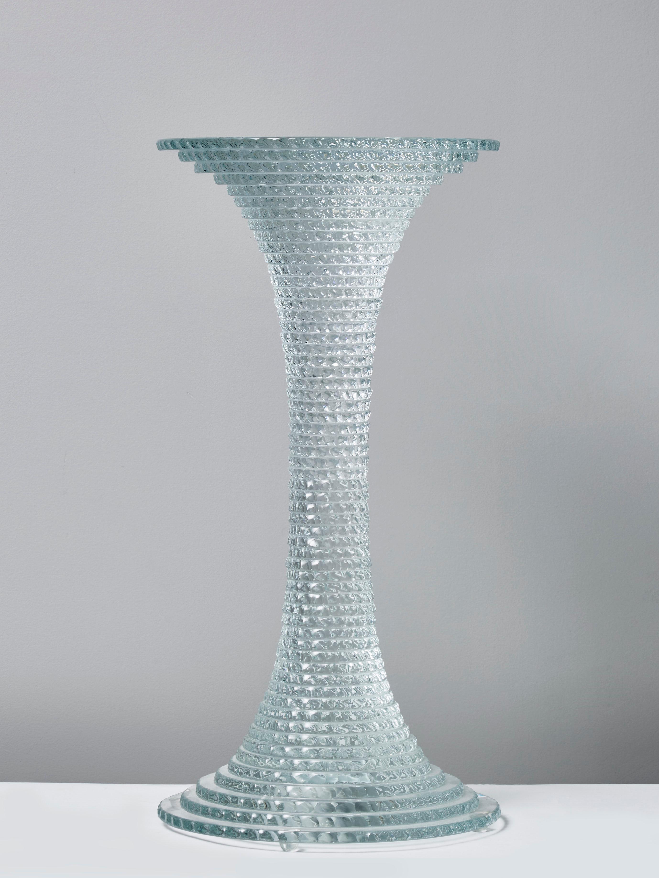 Lamp in sculpted glass, numbered and signed by the french artist Laurent Beyne.