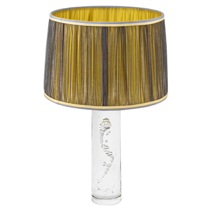 Glass Lamp with Air Bubbles Pattern, Signed "Daum France", circa 1975 For Sale