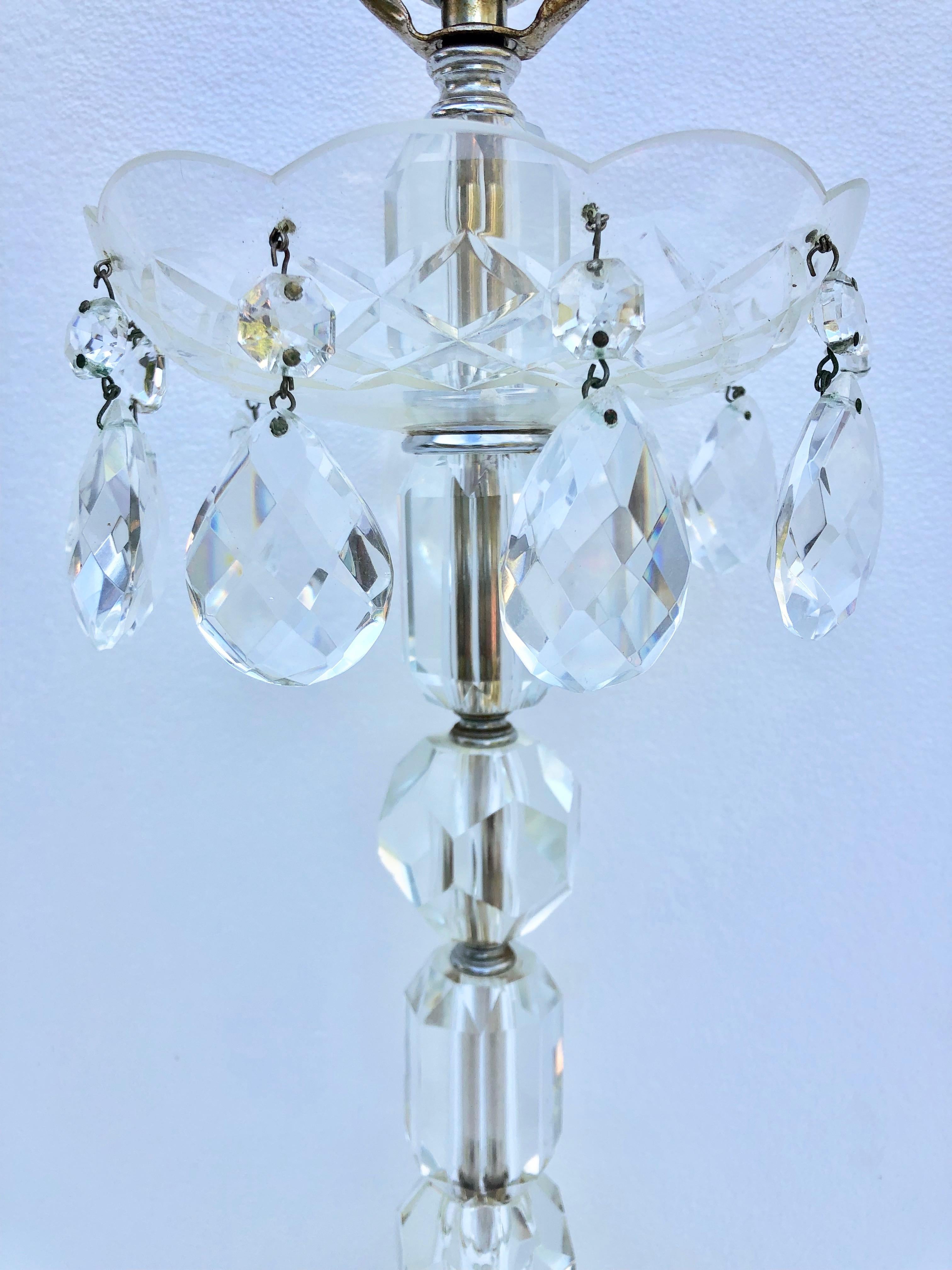 vintage table lamp with hanging crystals