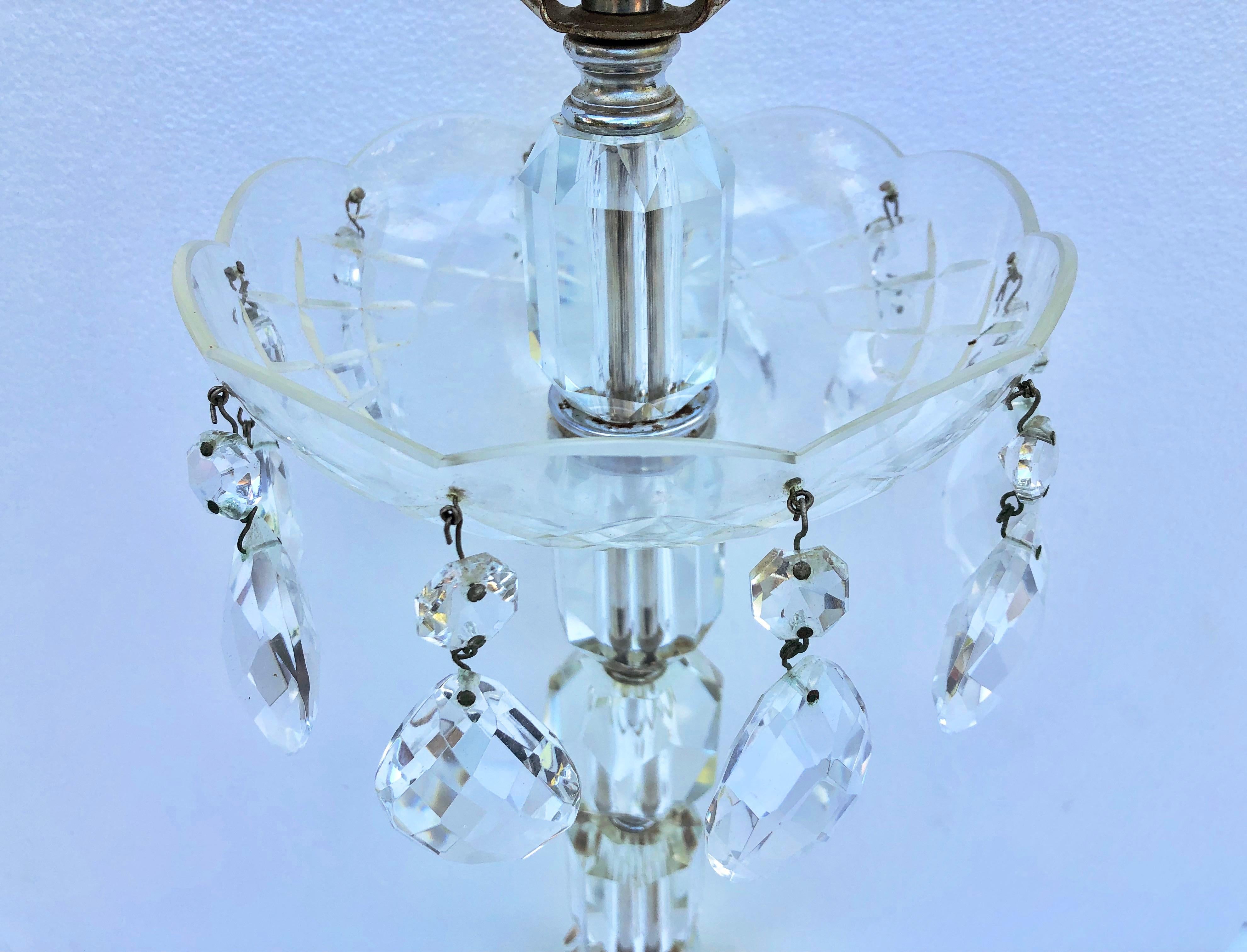 antique lamp with hanging crystals