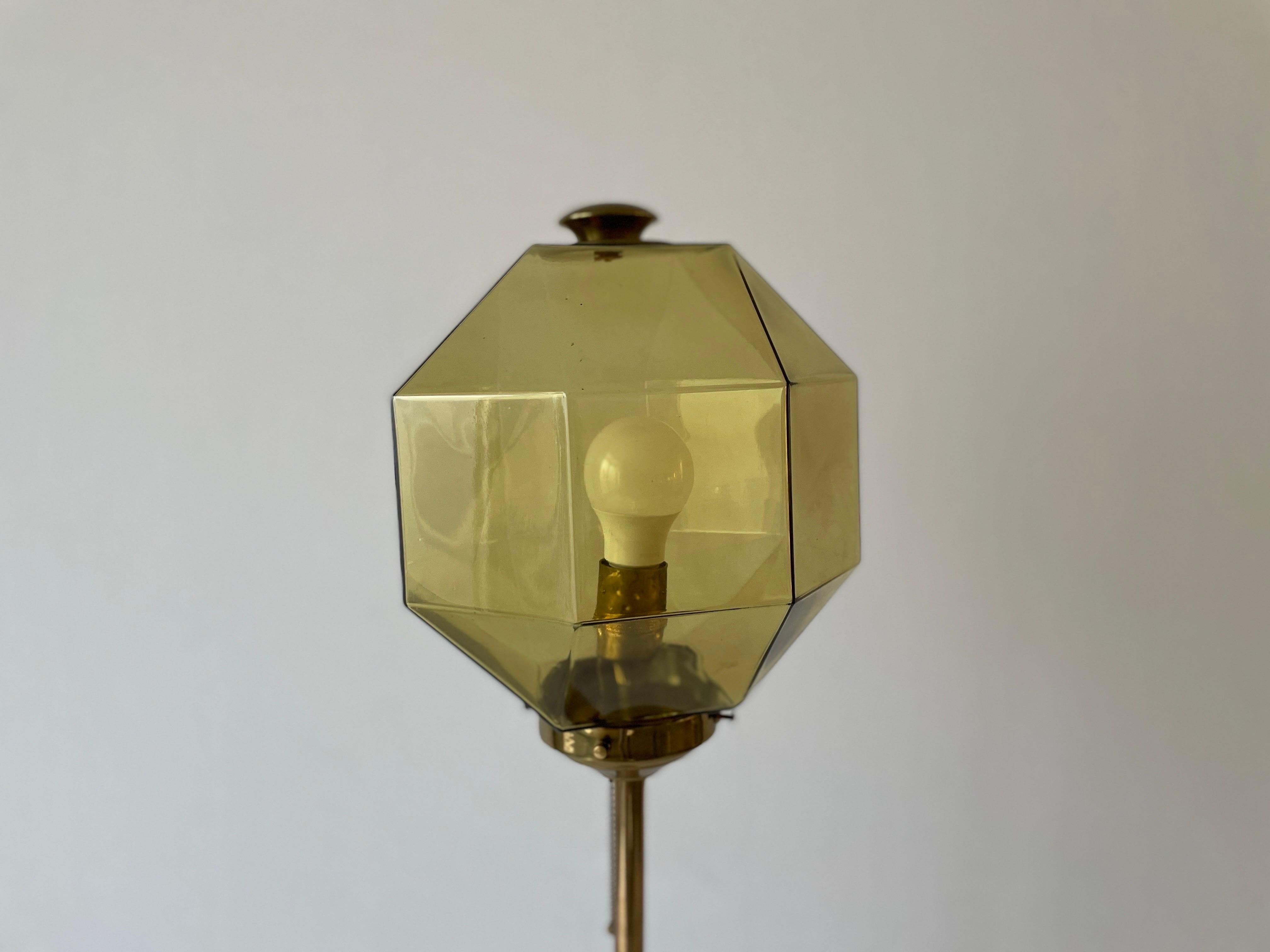 Glass Lampshade and Brass Body Floor Lamp by Bergboms, 1960s, Sweden For Sale 2