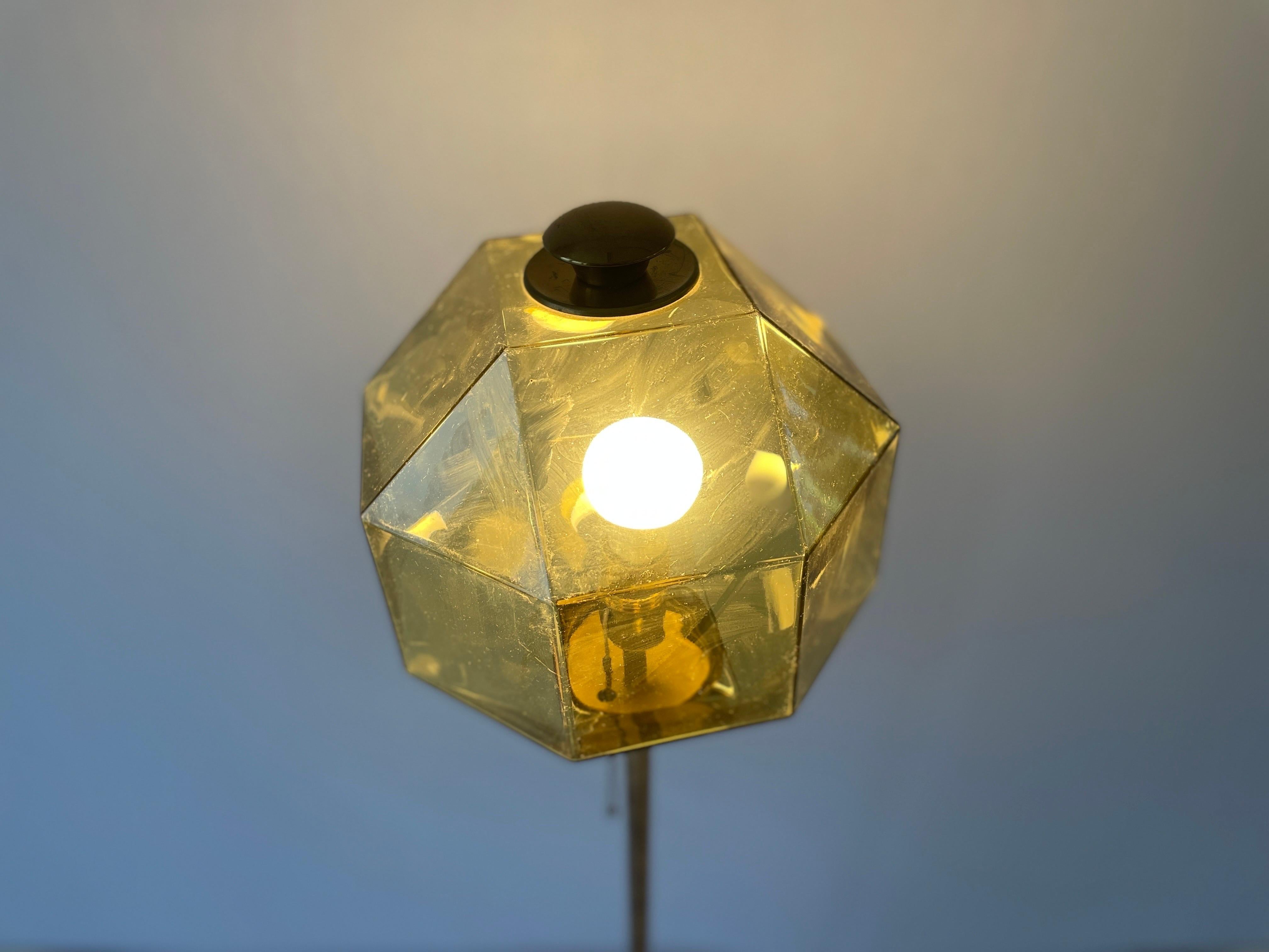Glass Lampshade and Brass Body Floor Lamp by Bergboms, 1960s, Sweden For Sale 4