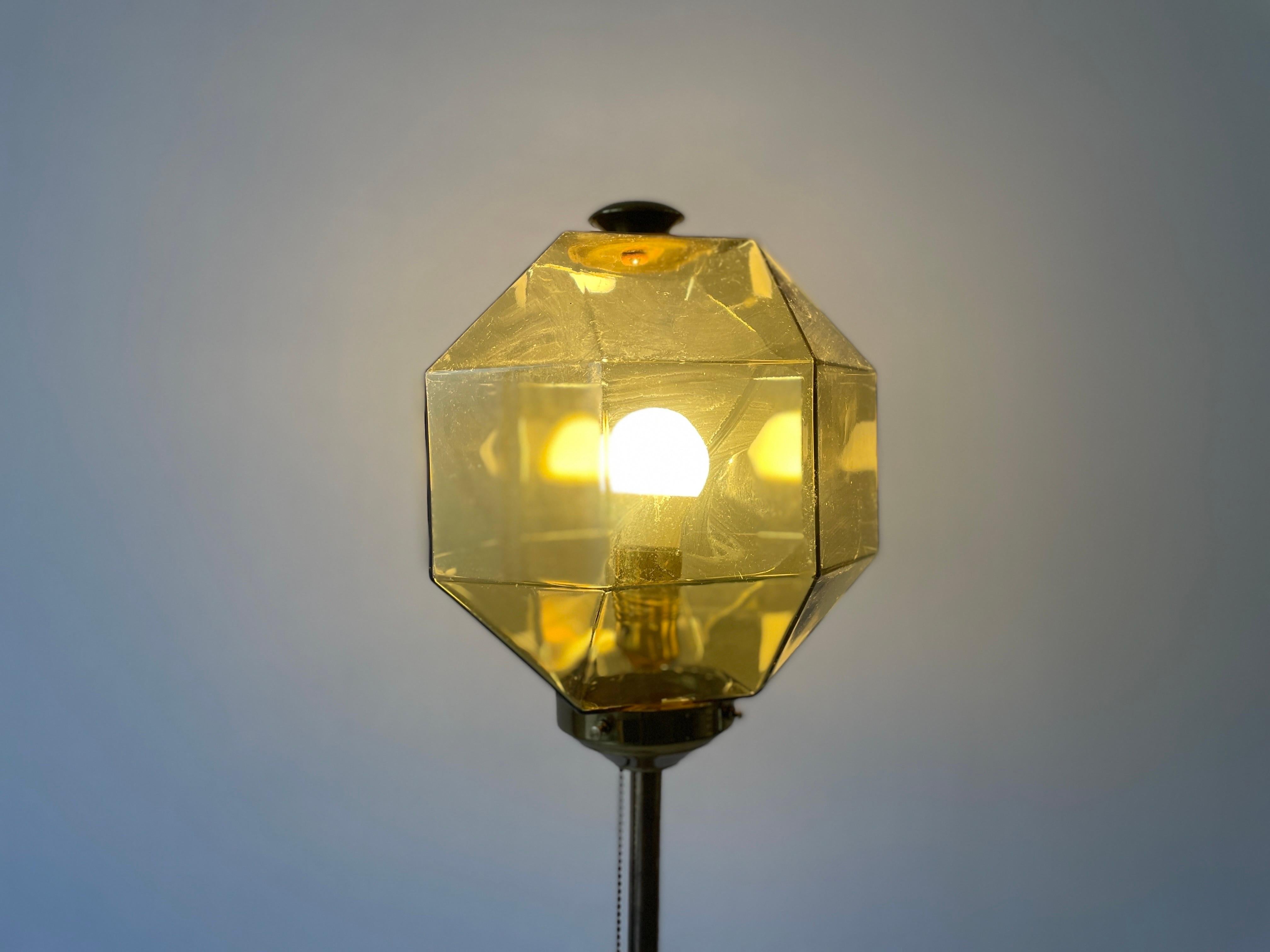 Glass Lampshade and Brass Body Floor Lamp by Bergboms, 1960s, Sweden For Sale 5