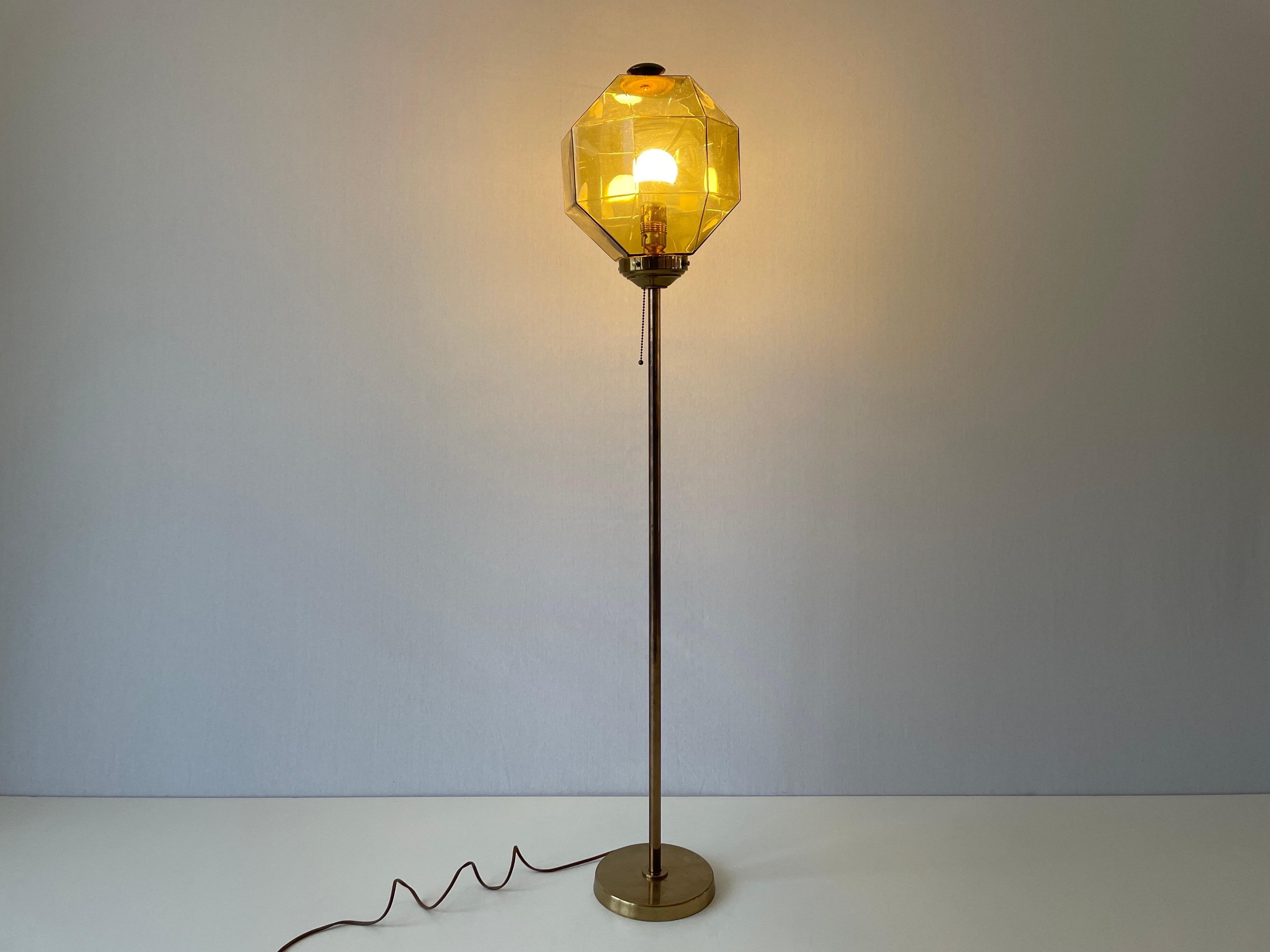 Glass Lampshade and Brass Body Floor Lamp by Bergboms, 1960s, Sweden For Sale 6
