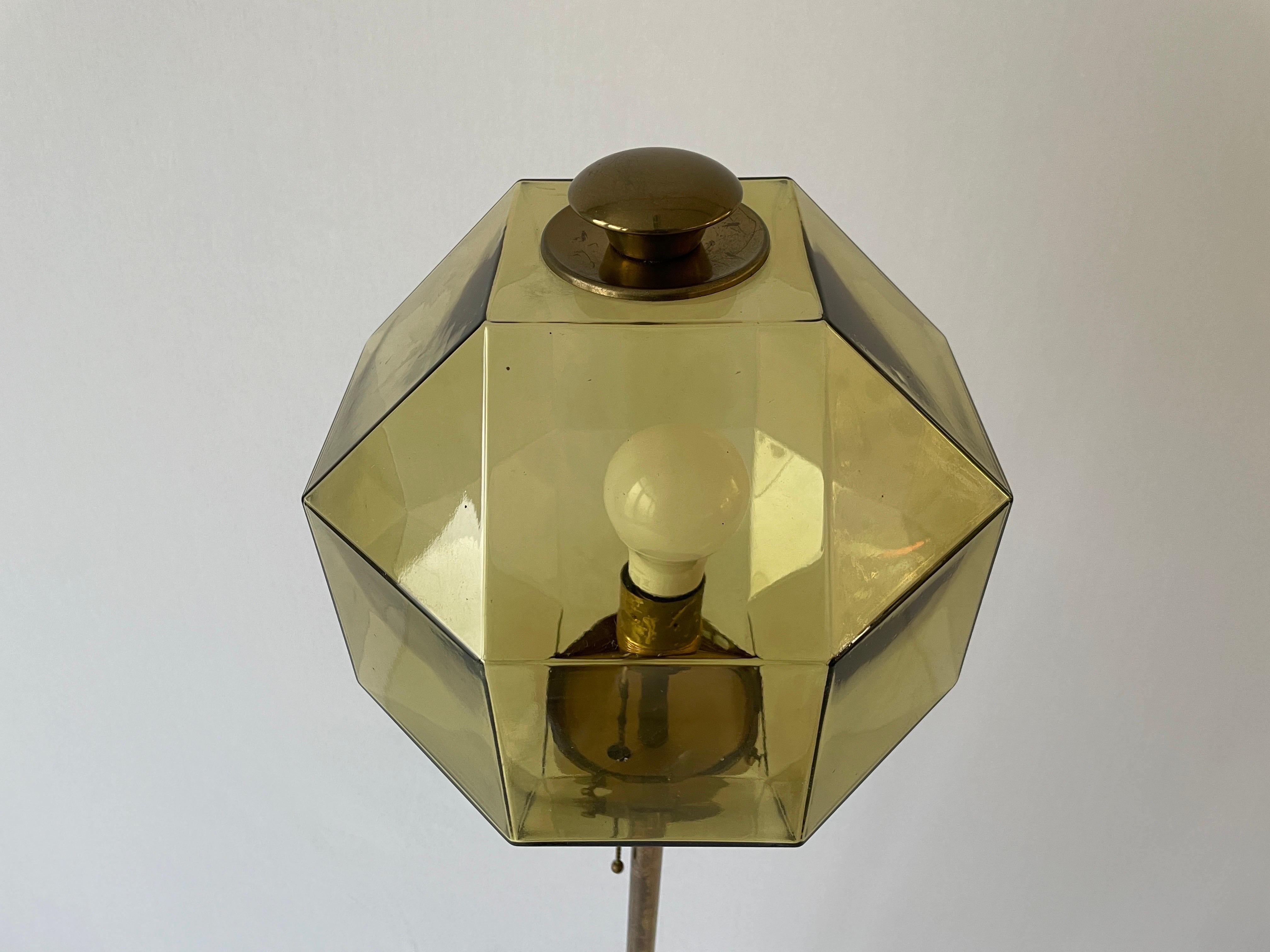 Mid-Century Modern Glass Lampshade and Brass Body Floor Lamp by Bergboms, 1960s, Sweden For Sale