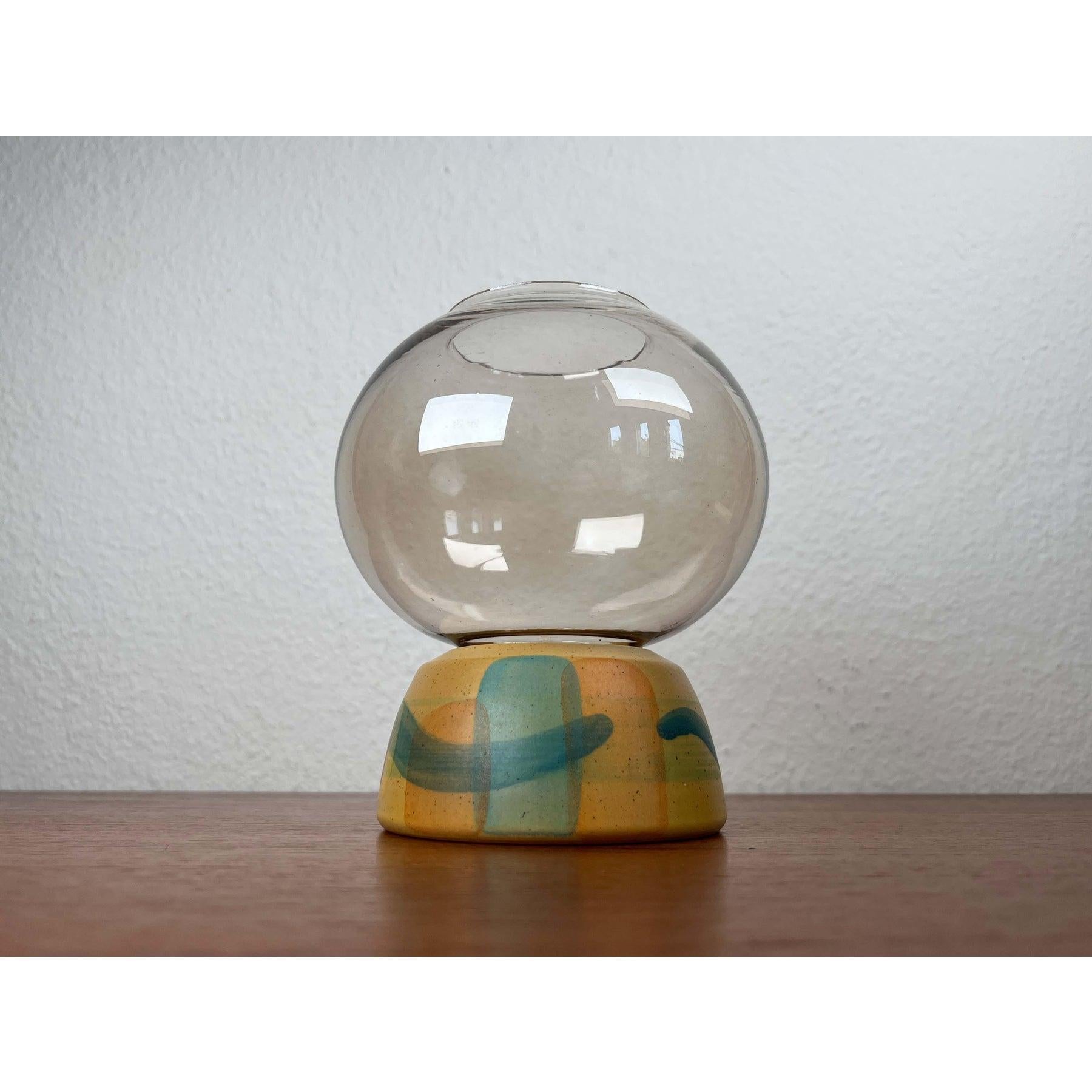 Candelabro farol de cristal de KMK Keramik Manufaktur Kupfermühle, años 70 Cerámico en venta