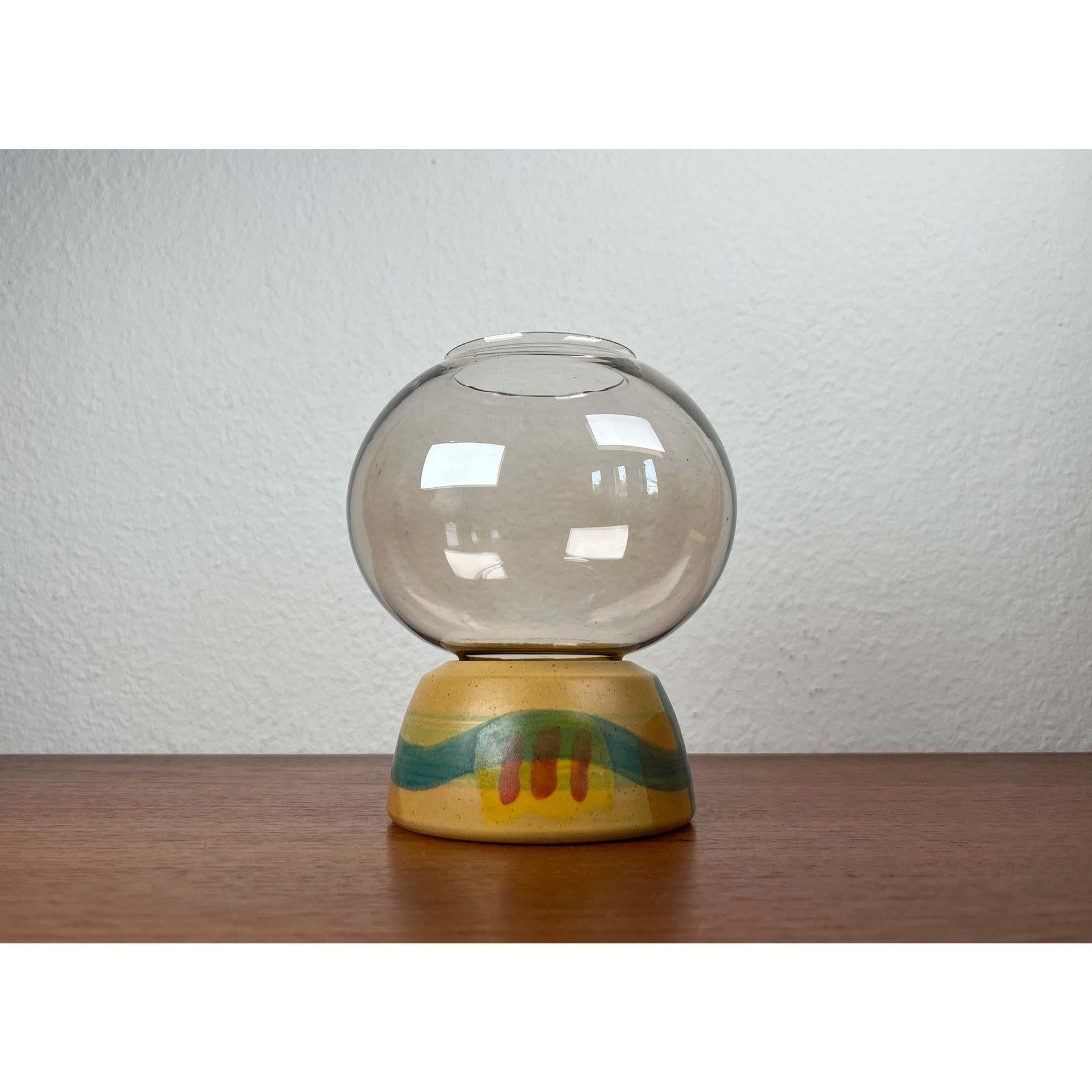 Candelabro farol de cristal de KMK Keramik Manufaktur Kupfermühle, años 70 en venta 1