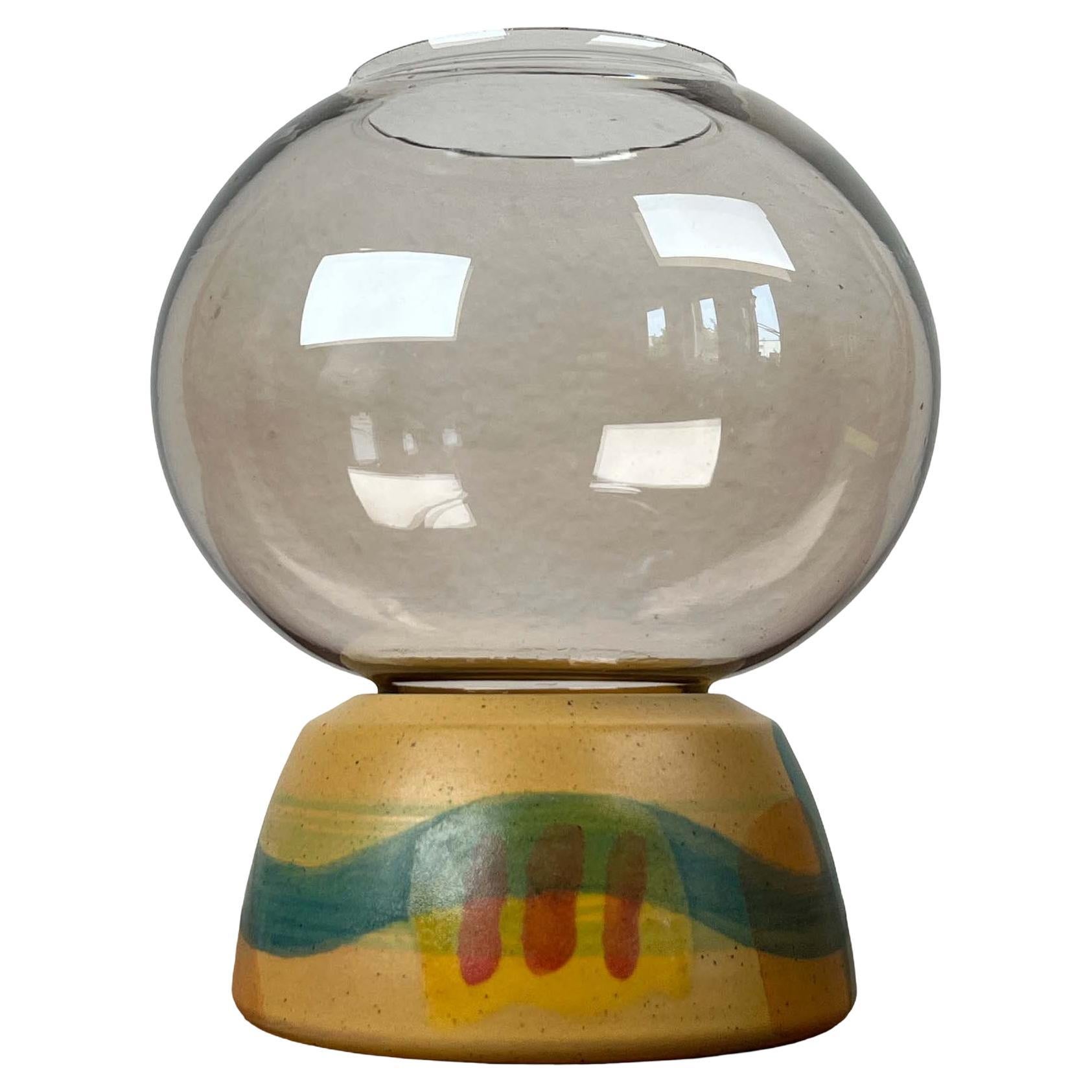 Candelabro farol de cristal de KMK Keramik Manufaktur Kupfermühle, años 70 en venta
