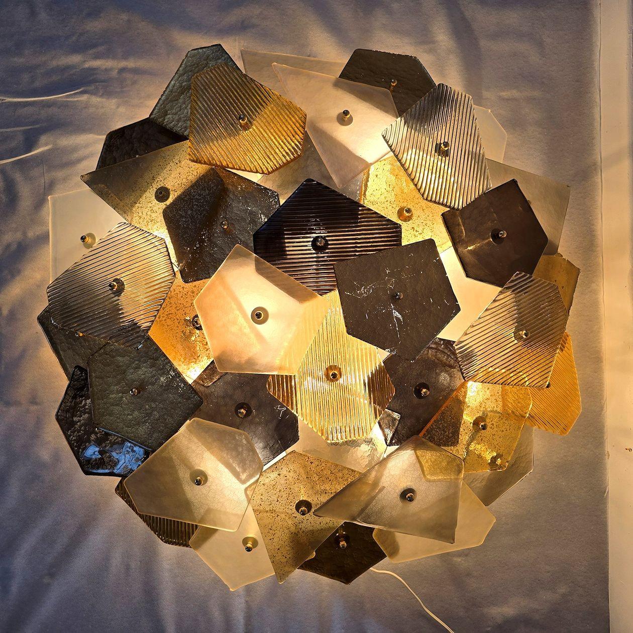 Italian Glass large modern flush mount For Sale