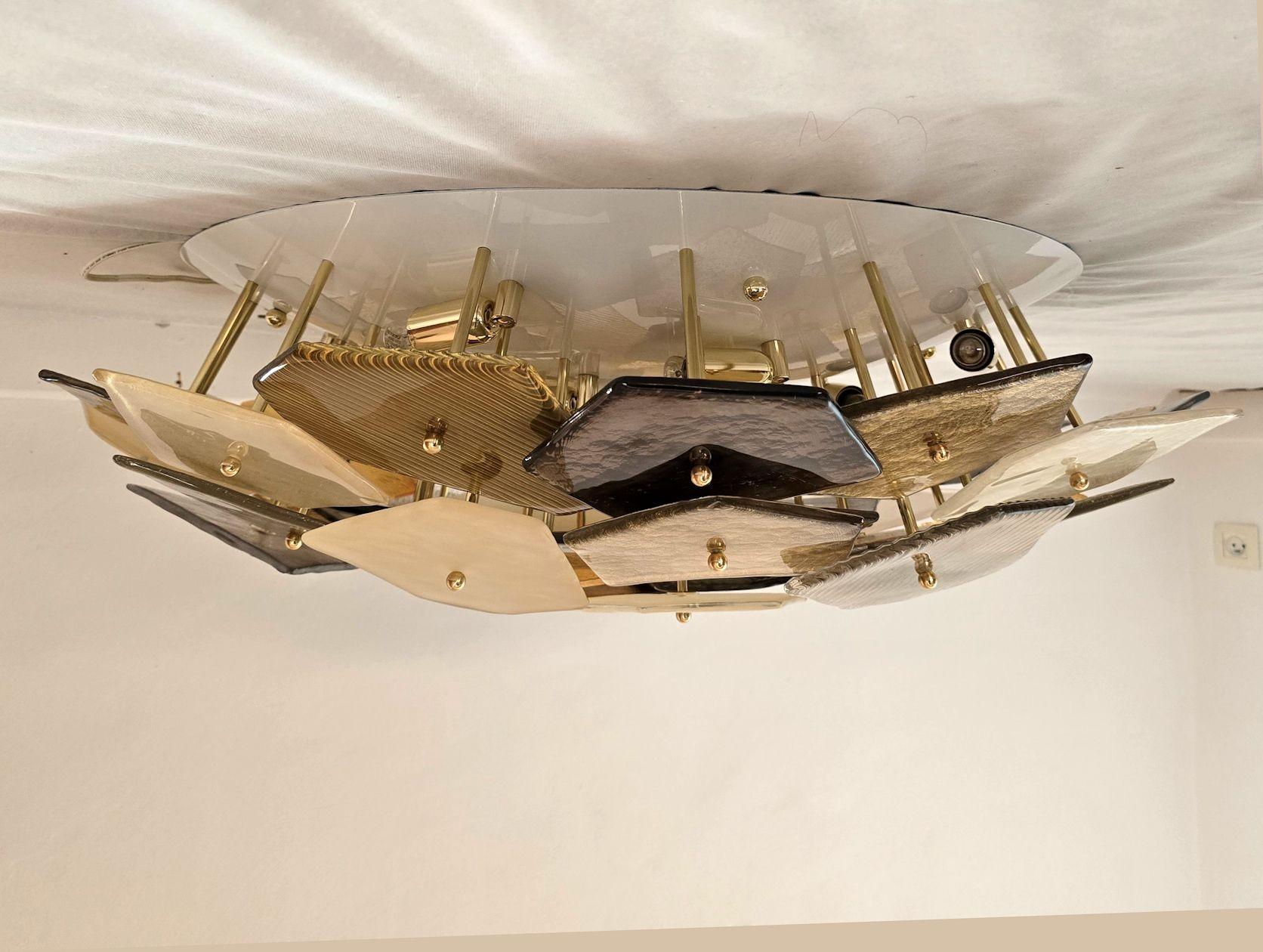 Late 20th Century Glass large modern flush mount For Sale