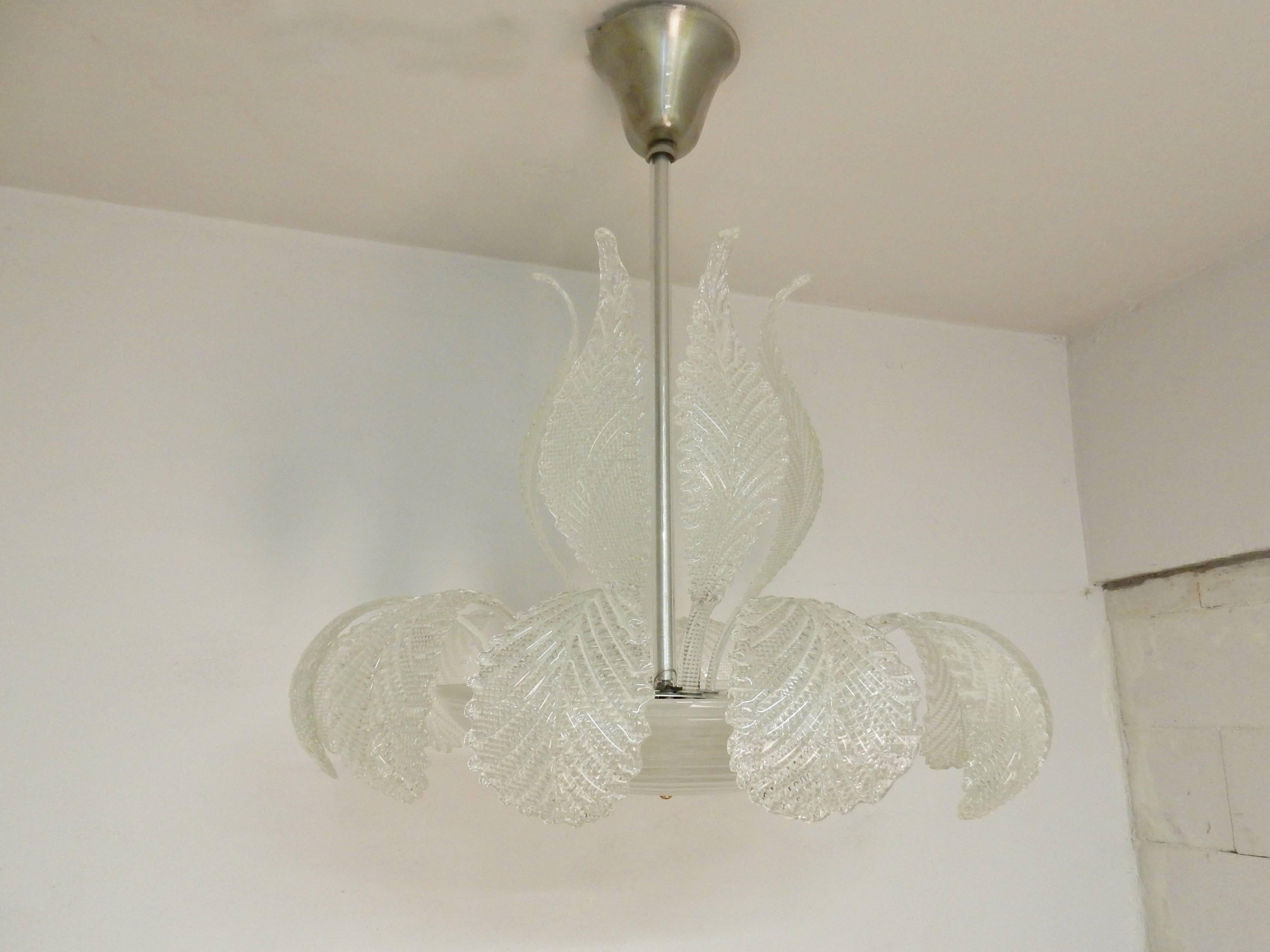 Italian Glass Leaf Chandelier by Barovier and Toso, Italy