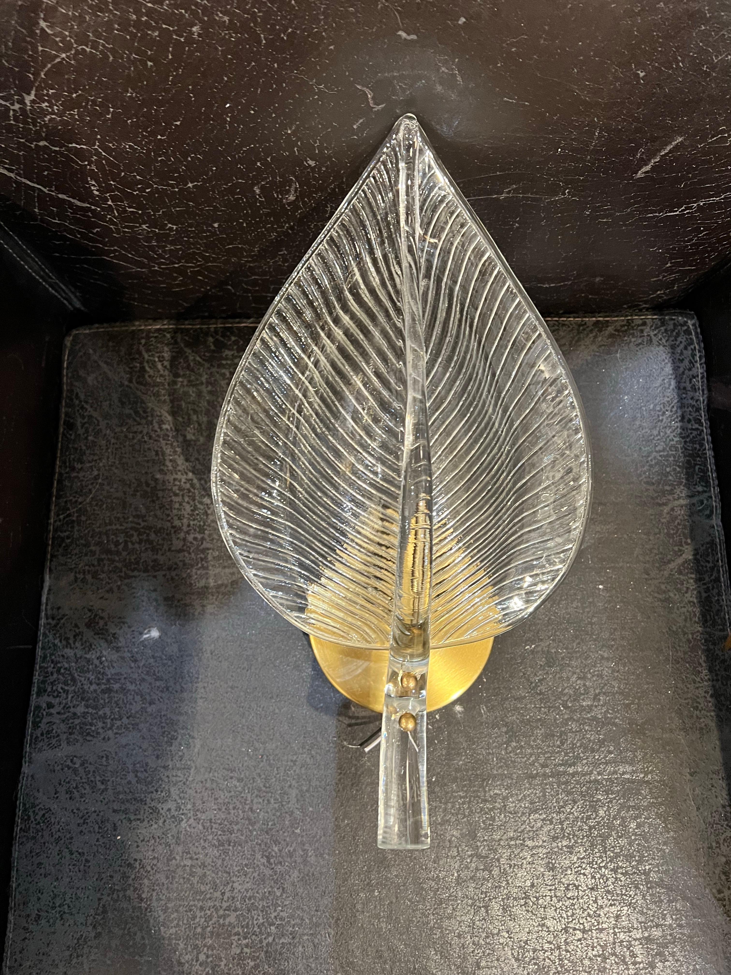 Apliques de Una Luz Hoja de Cristal Italiano en venta