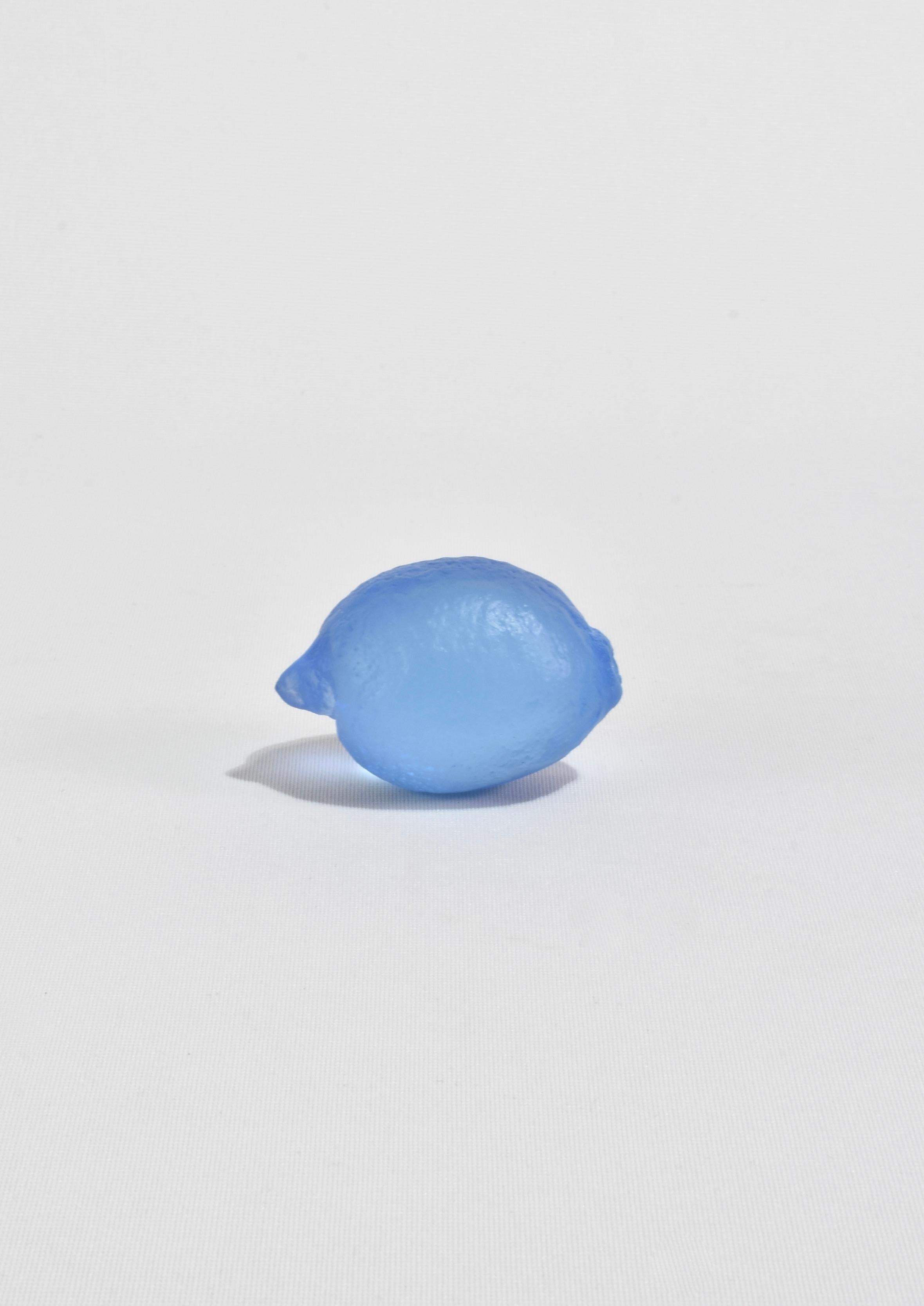 Hand-Crafted Glass Lemon in Pale Cobalt