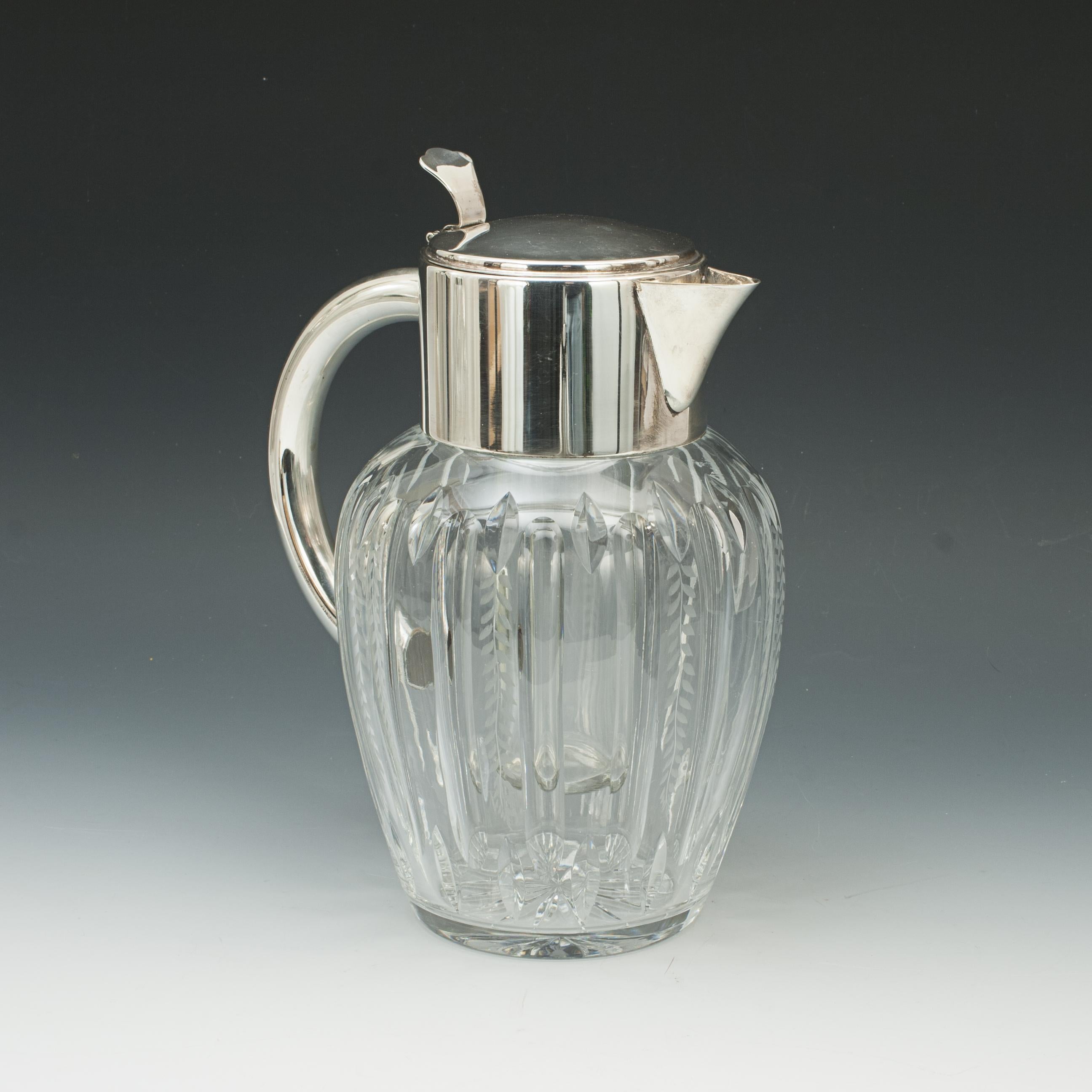 Silver Plate Glass Lemonade Jug with Removable Ice Tube