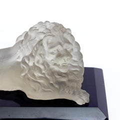 Glass Lion on Cobalt Base