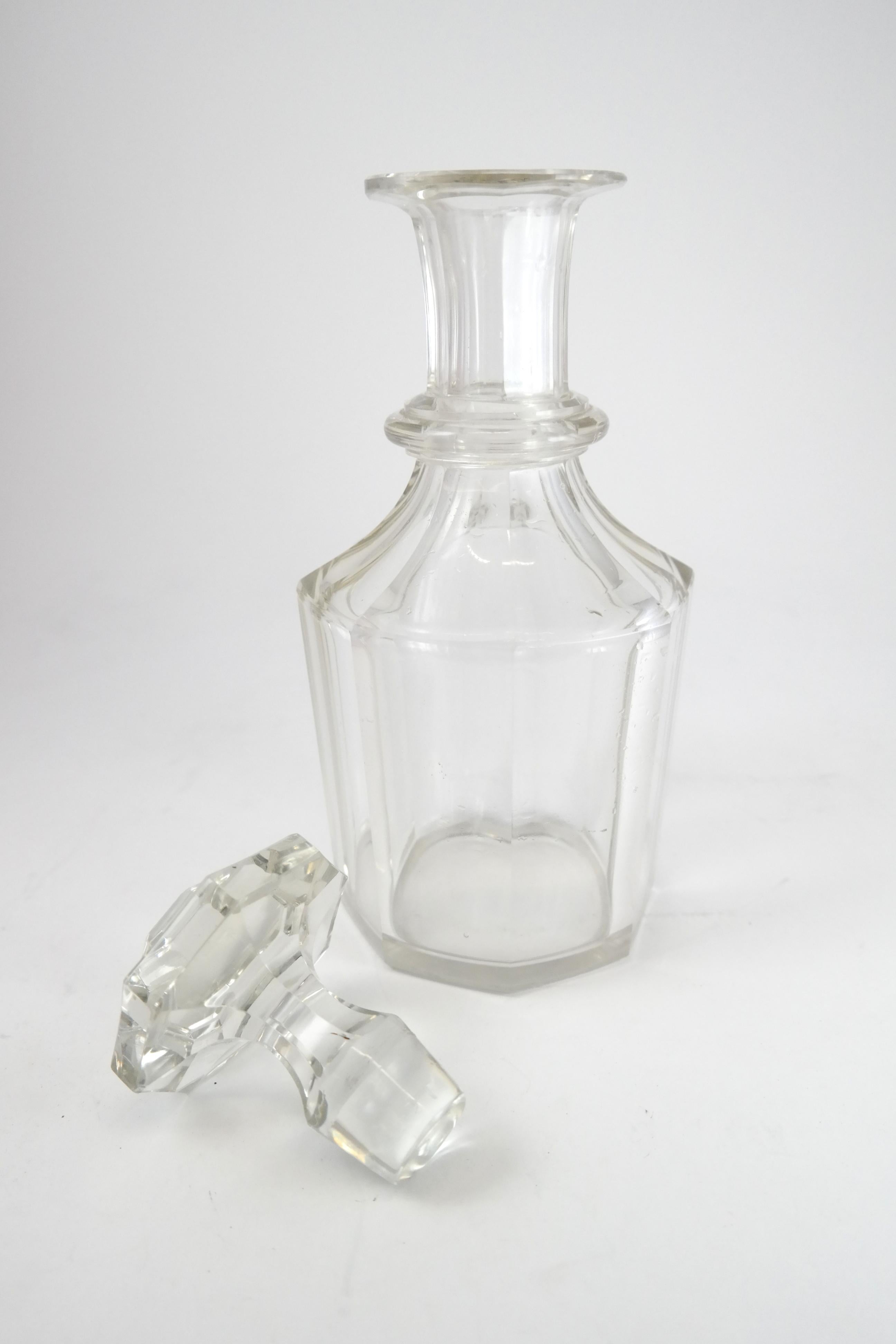 Biedermeier Glass Liqueur Bottle, Late 19th Century For Sale