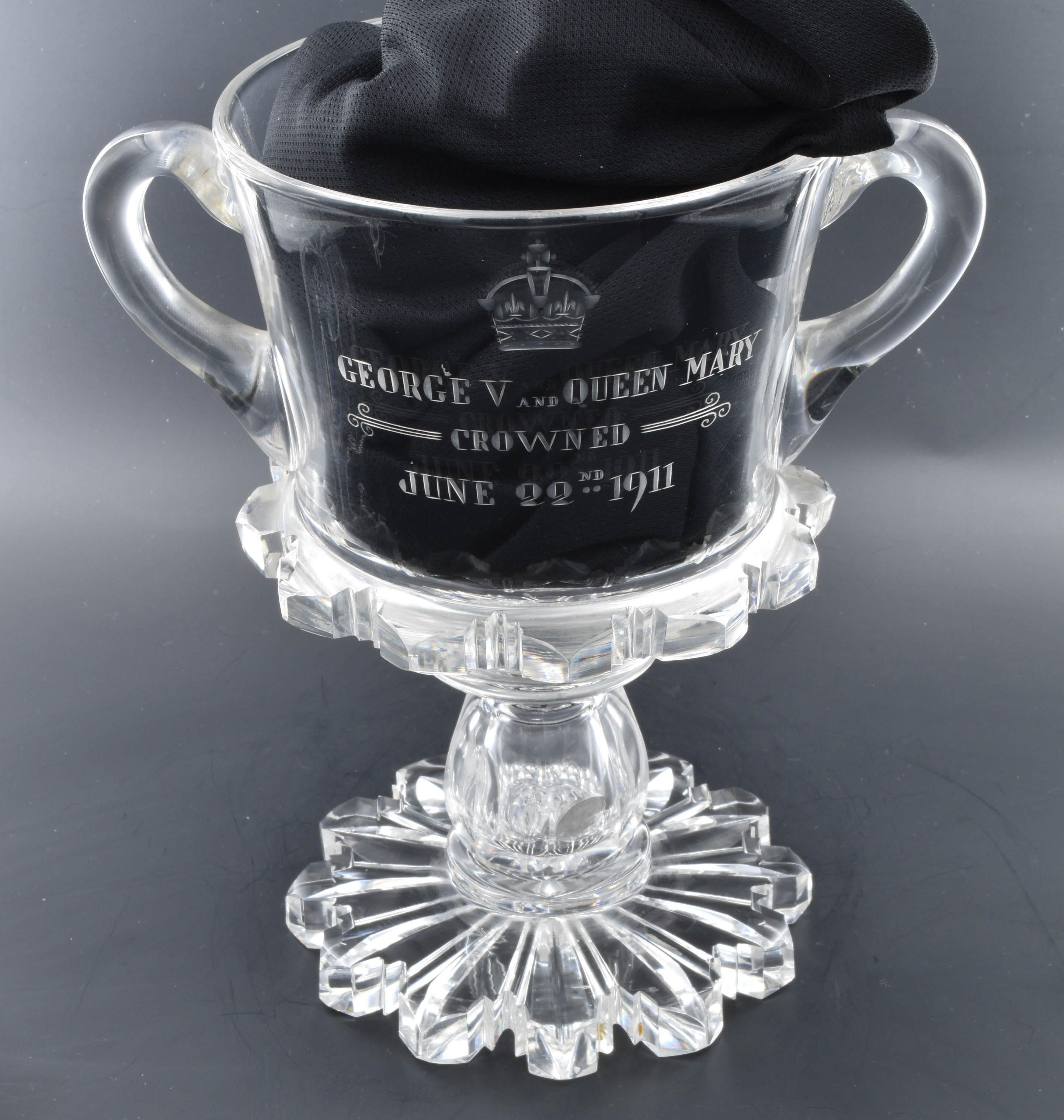 Neoclassical Revival Glass Loving Cup, for the Coronation of George V and Queen Mary 1911 For Sale