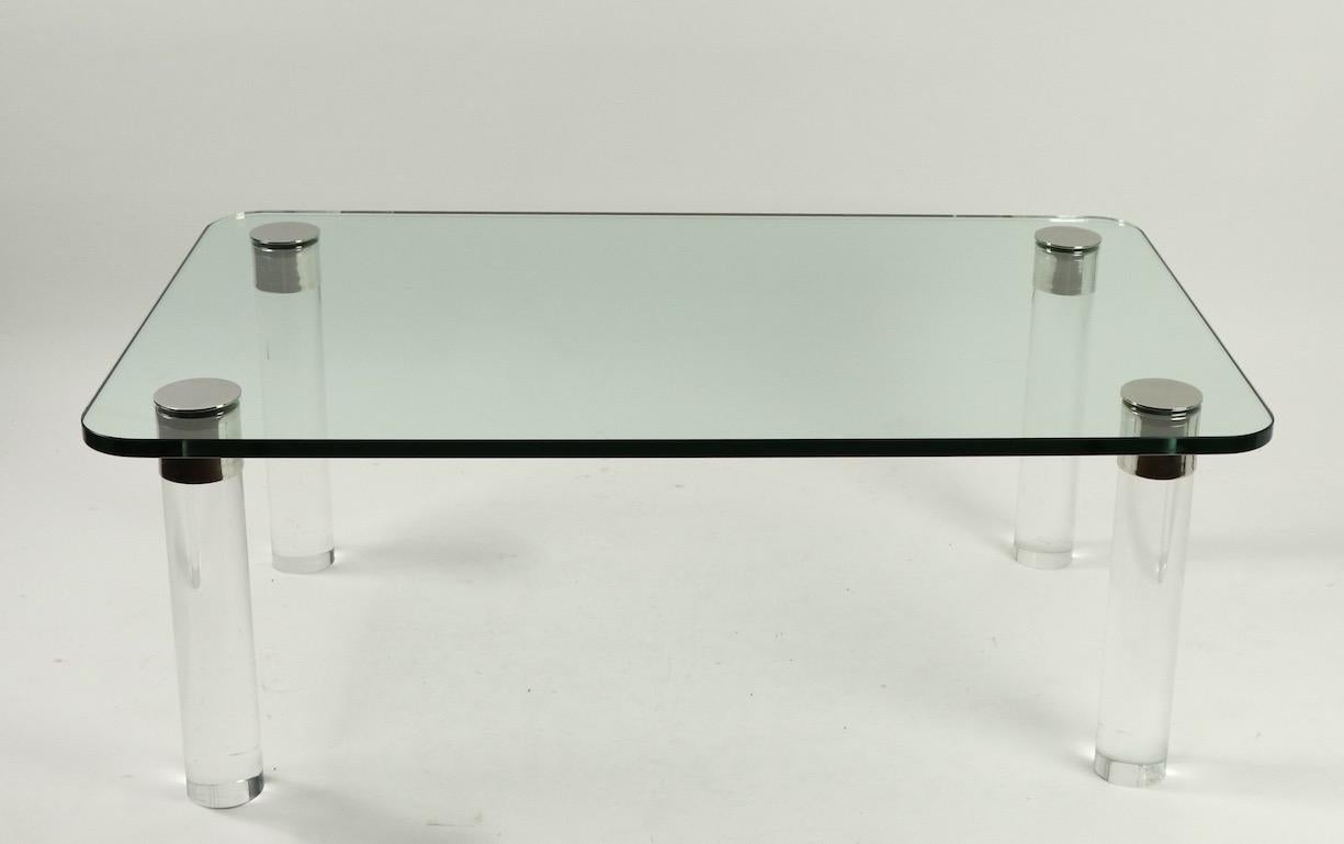 Glass Lucite and Chrome Coffee Table by Pace 4