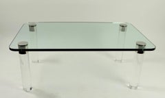Glass Lucite and Chrome Coffee Table by Pace
