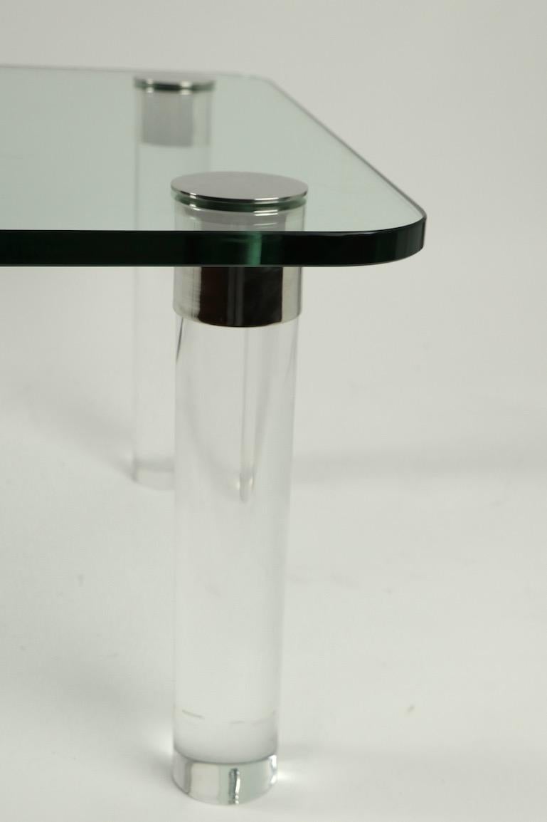 Glass Lucite and Chrome Coffee Table by Pace 1