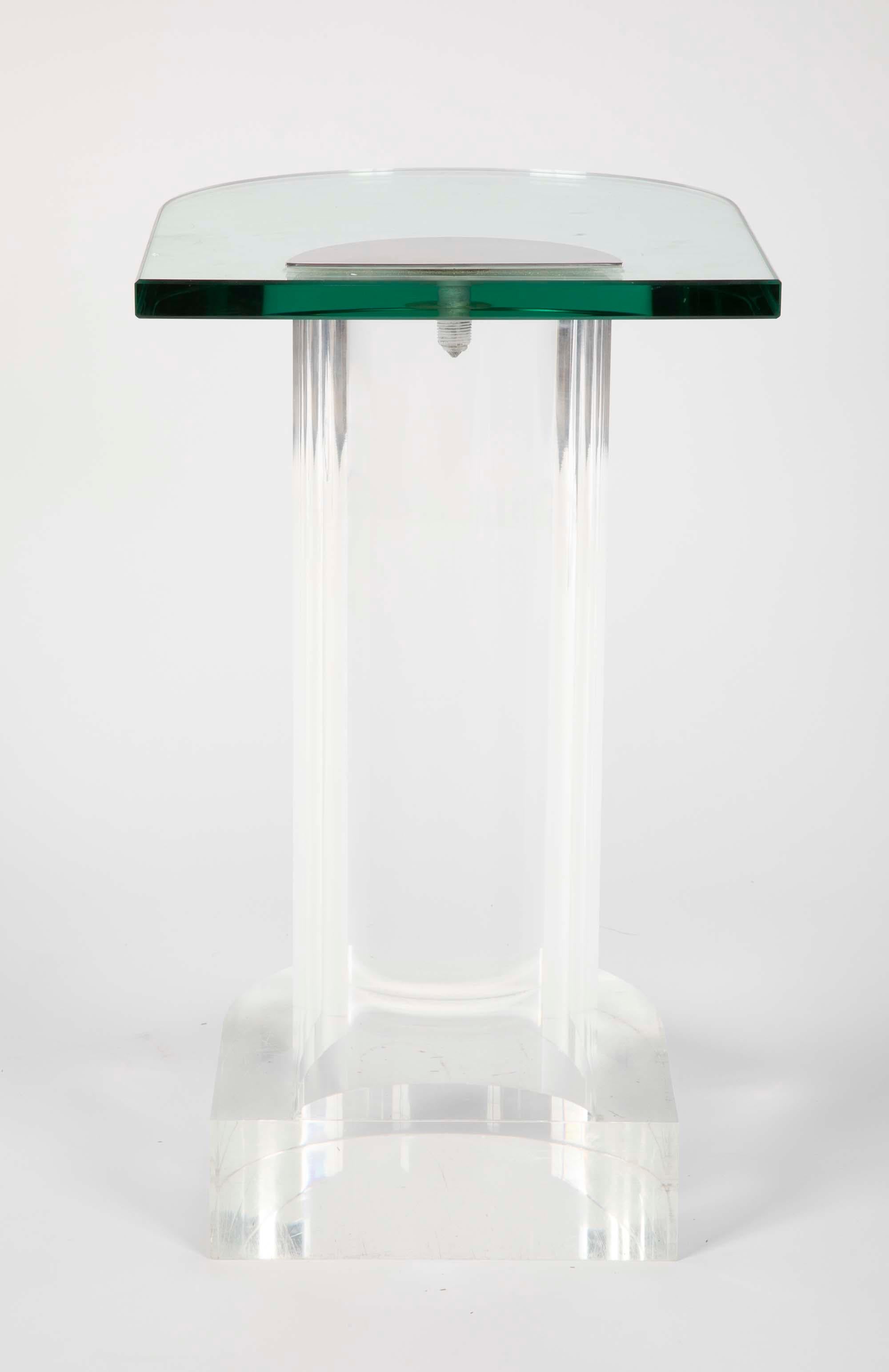 Glass, Lucite and Chrome Side Table Attributed to Lorin Marsh 6