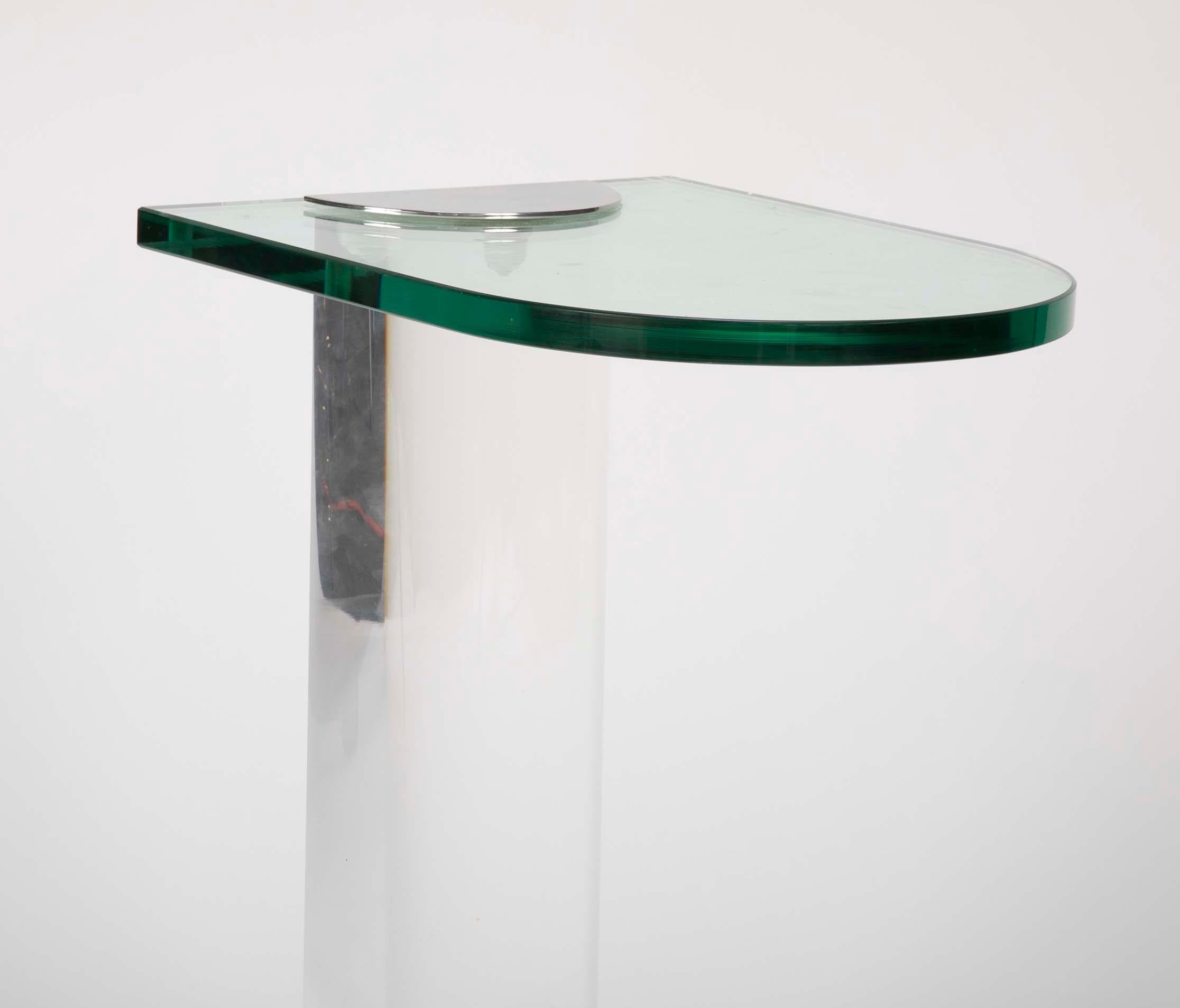 American Glass, Lucite and Chrome Side Table Attributed to Lorin Marsh