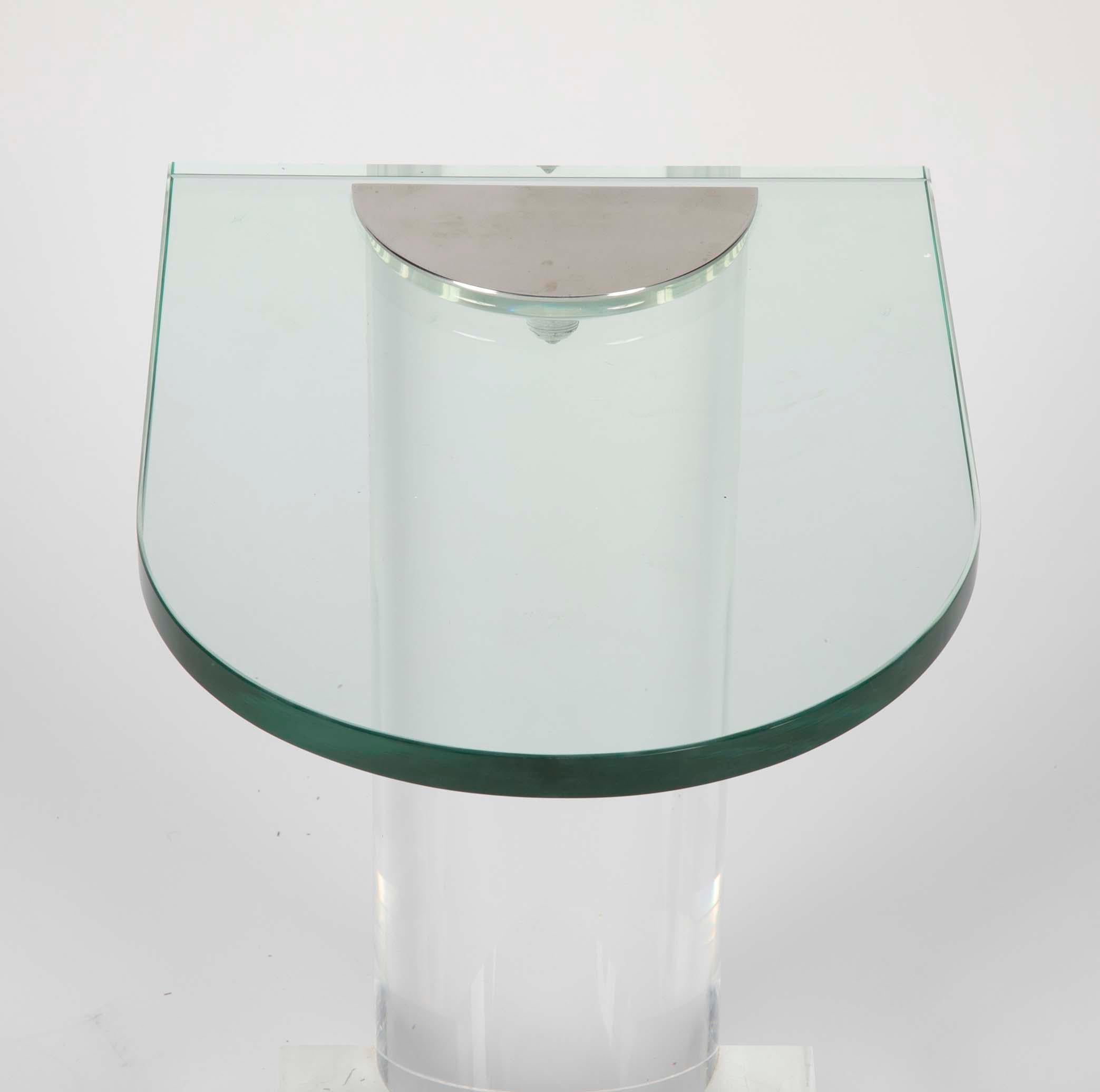 Glass, Lucite and Chrome Side Table Attributed to Lorin Marsh In Good Condition In Stamford, CT