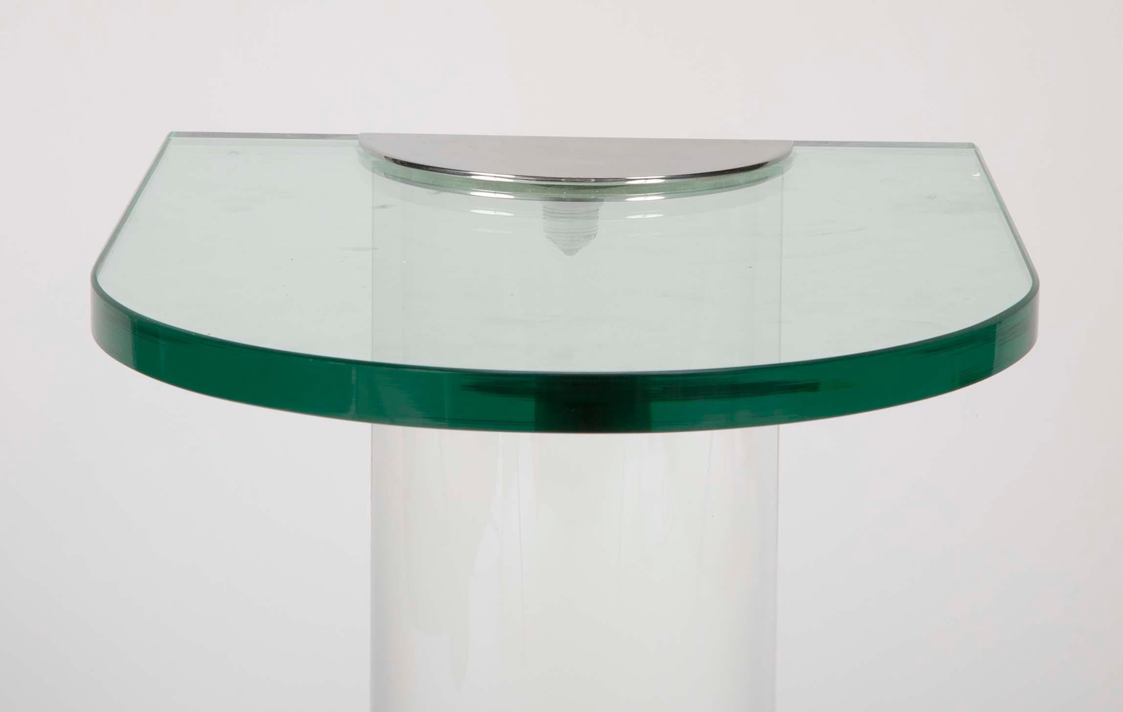 Glass, Lucite and Chrome Side Table Attributed to Lorin Marsh 1