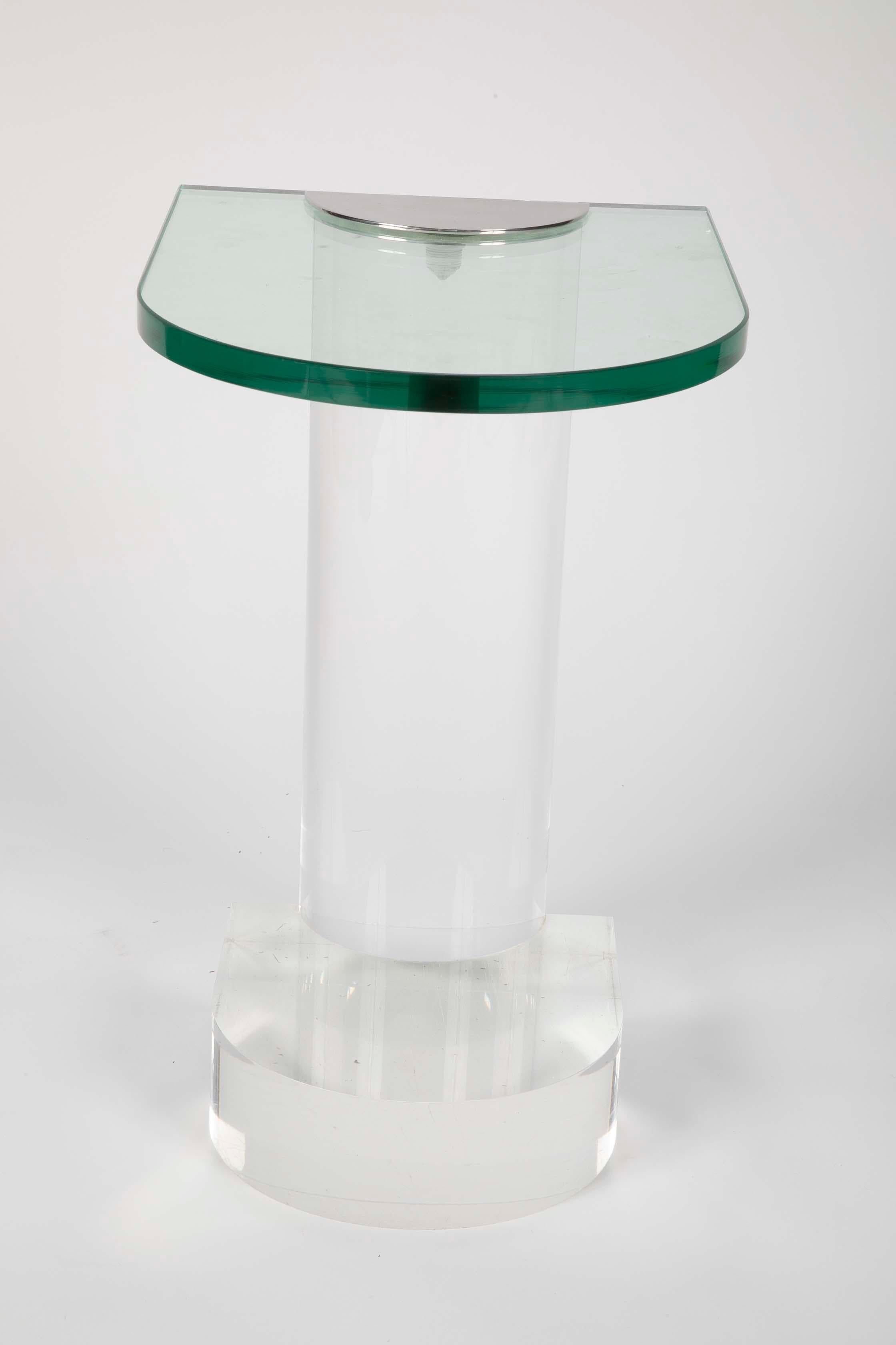 Glass, Lucite and Chrome Side Table Attributed to Lorin Marsh 2