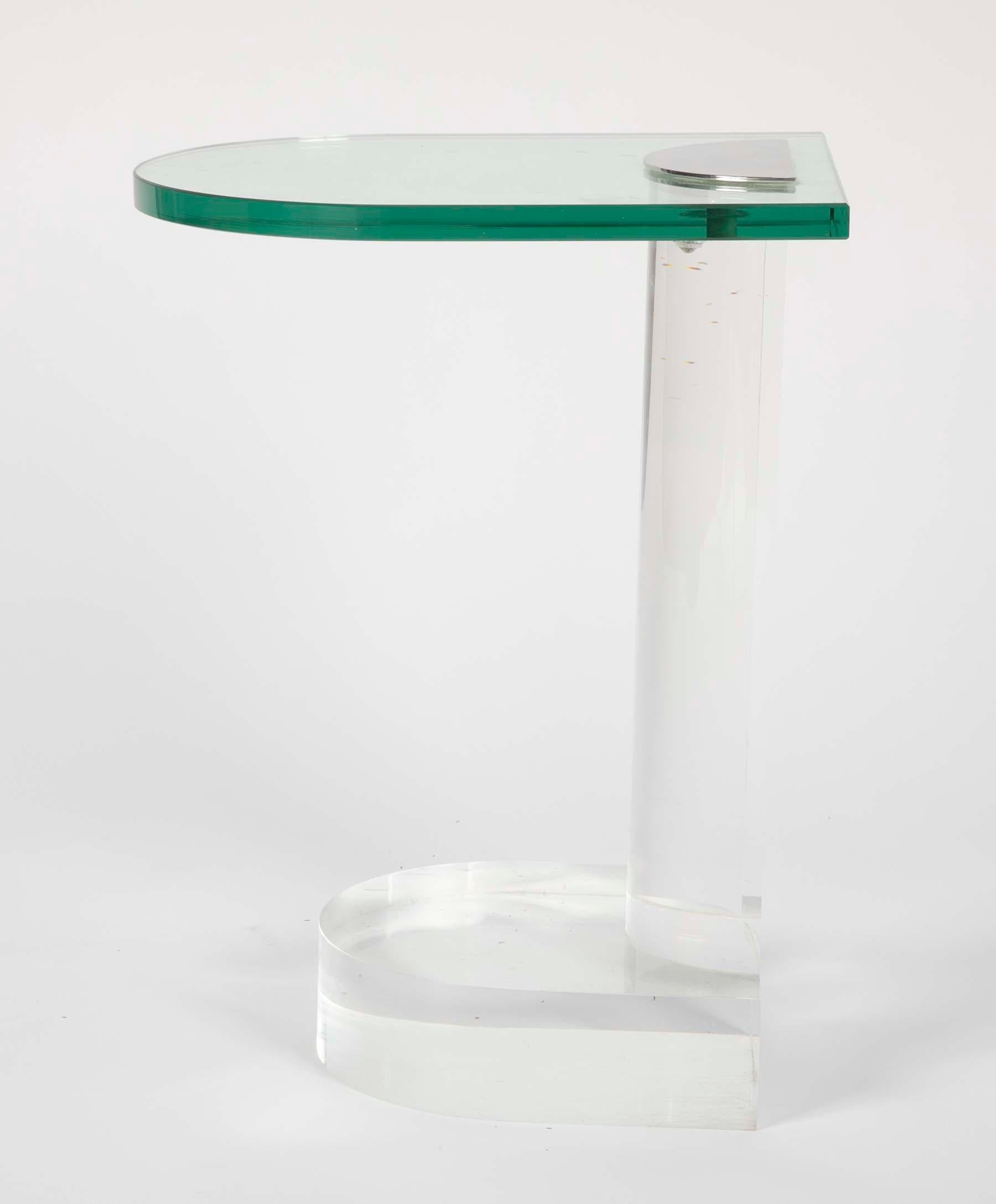 Glass, Lucite and Chrome Side Table Attributed to Lorin Marsh 3