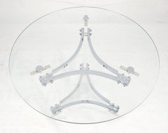 Glass Lucite Chrome Round Center Side Occasional 1970s Two Tier Table MINT!