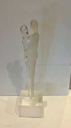 Glass & Lucite Murano Sculpture Signed "Lovers"