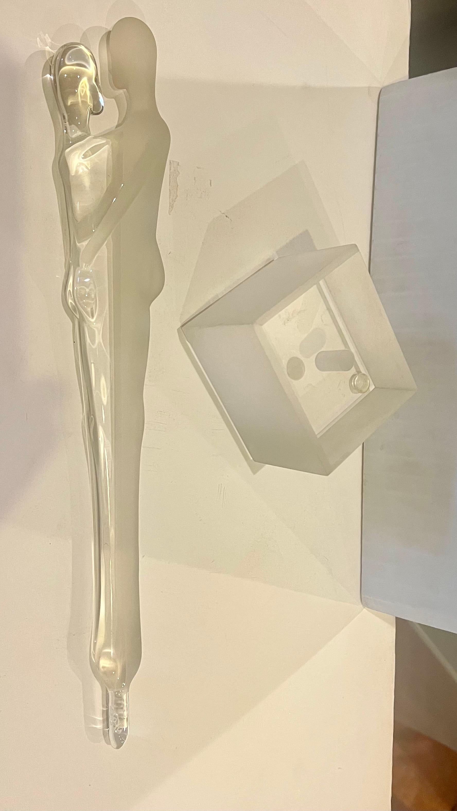 Post-Modern Glass & Lucite Murano Sculpture Signed 