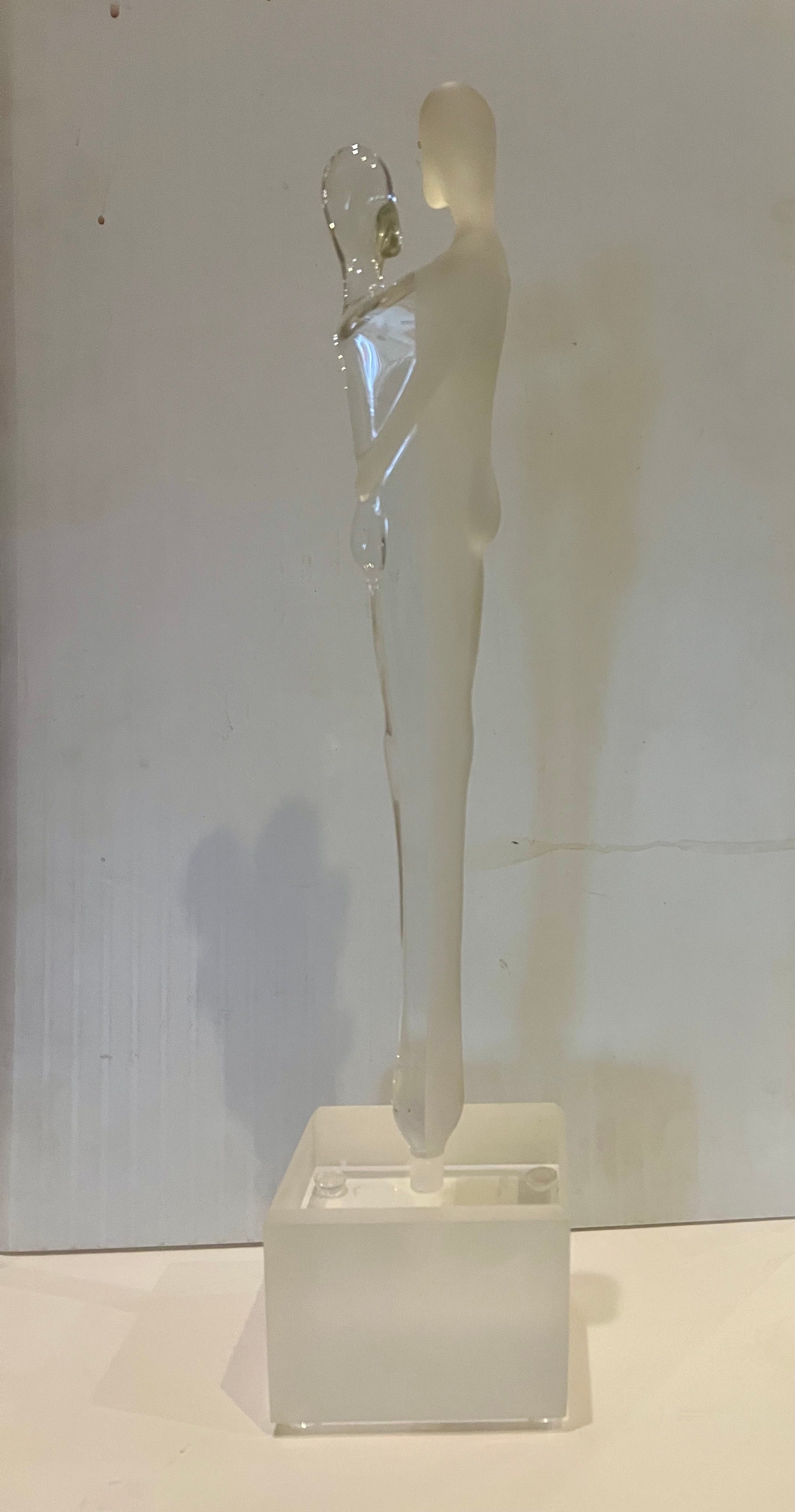 Italian Glass & Lucite Murano Sculpture Signed 