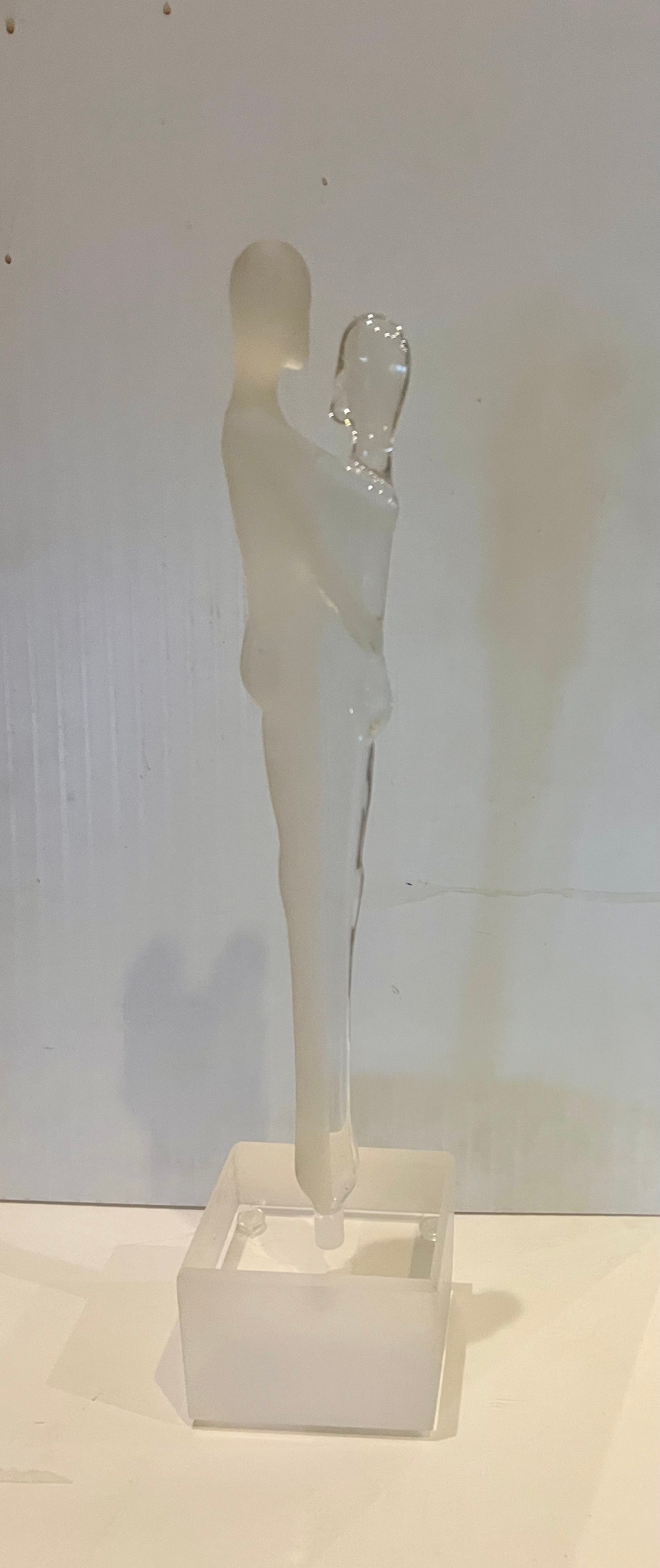 Glass & Lucite Murano Sculpture Signed 