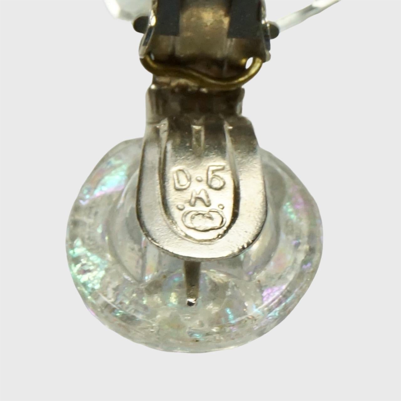 Boucles d'oreilles à clip en verre avec pointes Aurora Borealis en vente 1