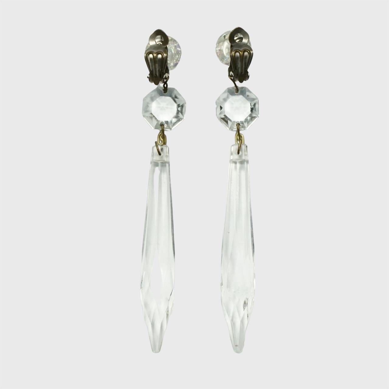 Boucles d'oreilles à clip en verre avec pointes Aurora Borealis en vente 2