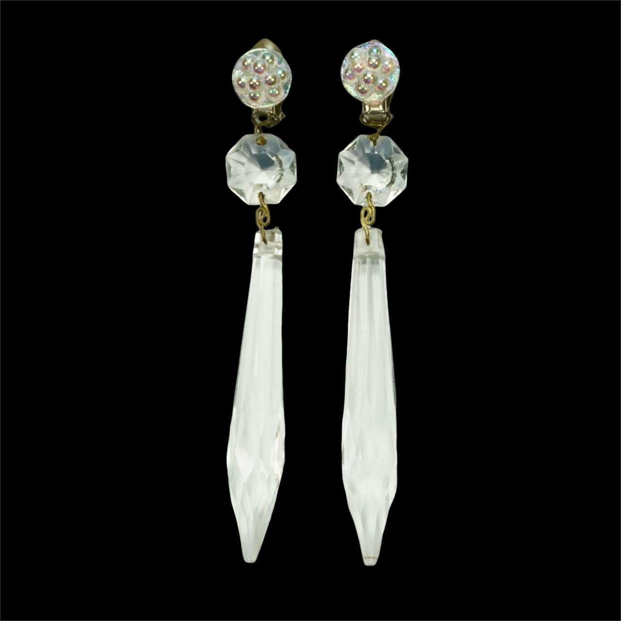 Boucles d'oreilles à clip en verre avec pointes Aurora Borealis en vente 3