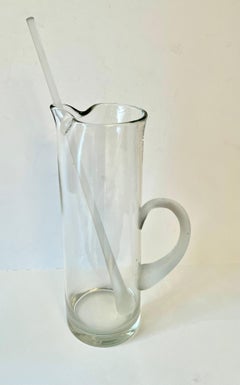 Glass Martini Pitcher with Frosted Handle and Stirrer