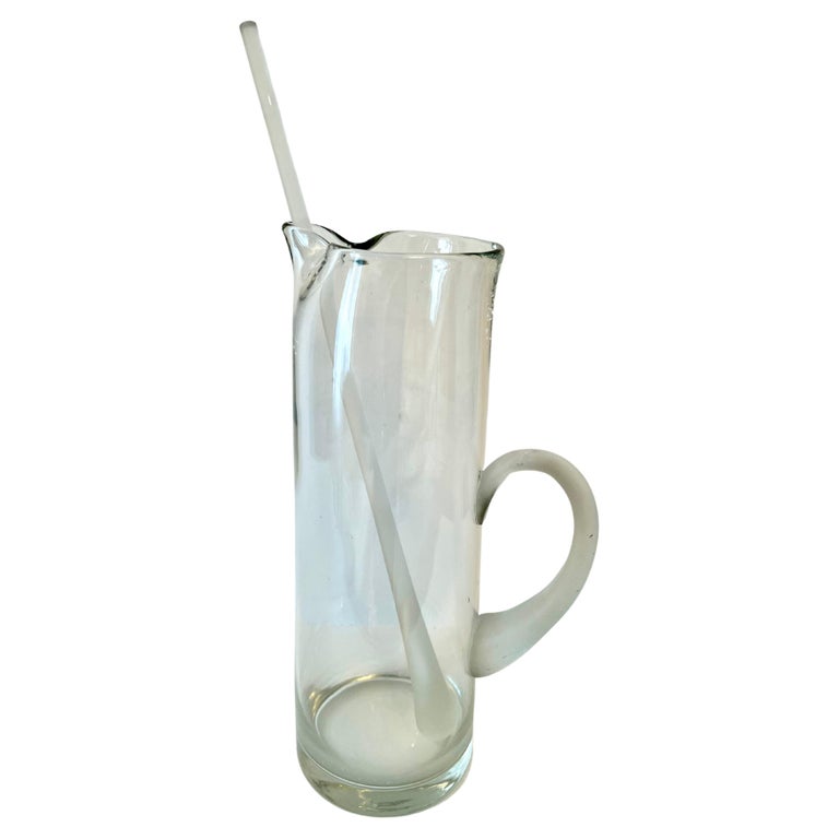 Glass Martini Pitcher with Frosted Handle and Stirrer For Sale at 1stDibs